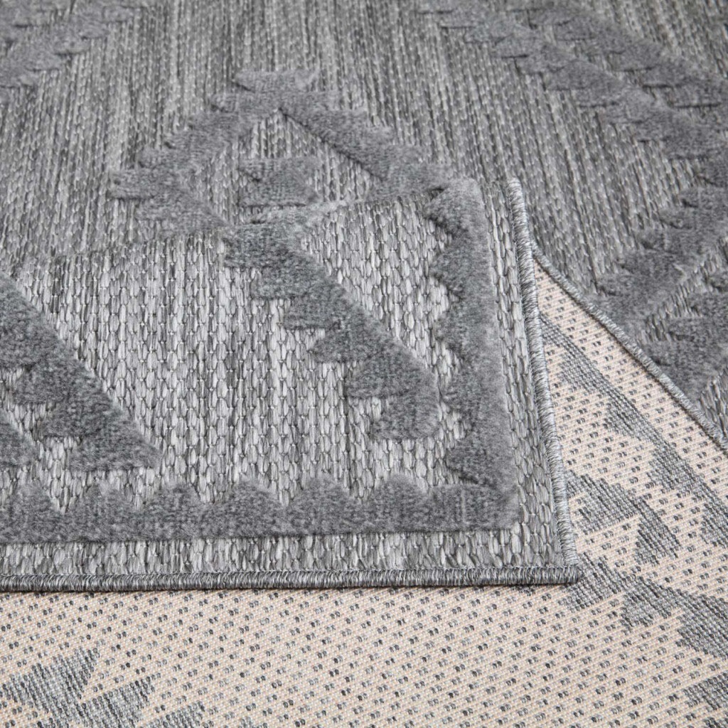Teppich CARPET CITY "In-& Outdoorteppich Santorini 454, 3D-Effekt, Raute-Optik", grau (anthrazit), B:200cm H:5mm L:290cm, Polypropylen, Teppiche, Teppich, Wetterfest & UV-beständig für Terrasse, Balkon, Küche, Flur 3