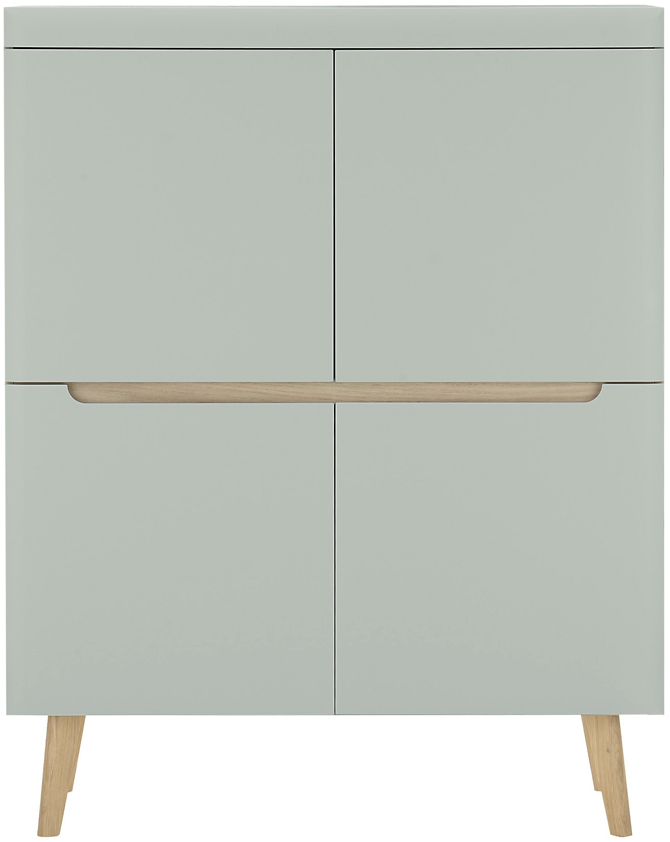 INOSIGN Highboard »Torge, Kommode, Schrank, Sideboard, Anrichte, Mehrzweckschrank«, (1 St.), abgeschrägte Füße, drei Farben, Scandi Design, 107 cm breit