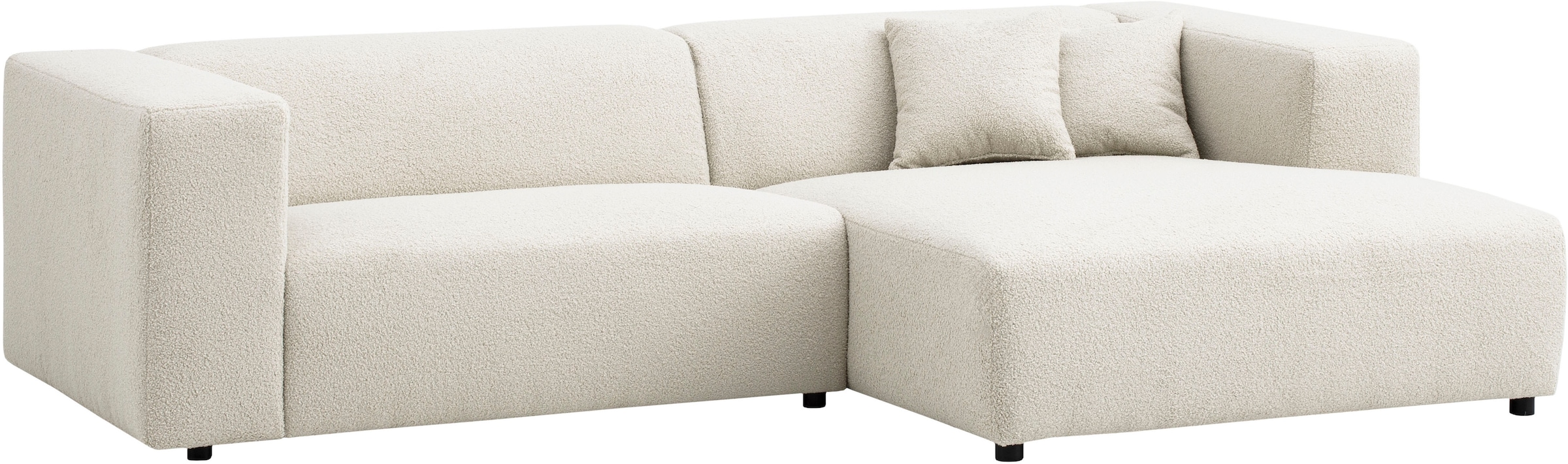 andas Ecksofa »BAKELS, L-Form in Cord oder Boucle-Stoff, moderne Couch«, wahlweise Recamiere rechts/links, bequemer Sitzkomfort