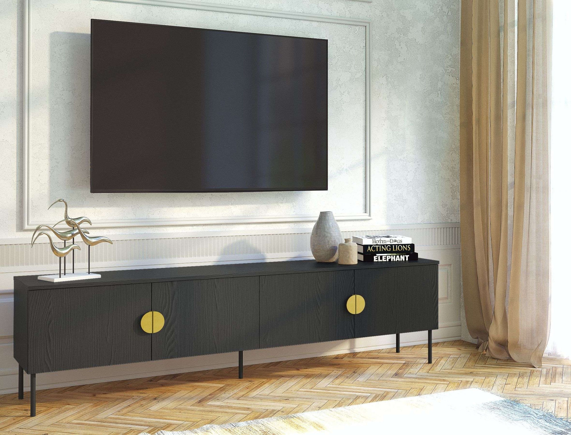 Leonique Lowboard "BELLOT TV-Schrank mit 2 Türen, Maße B/T/H: 160/40/53,6 c günstig online kaufen