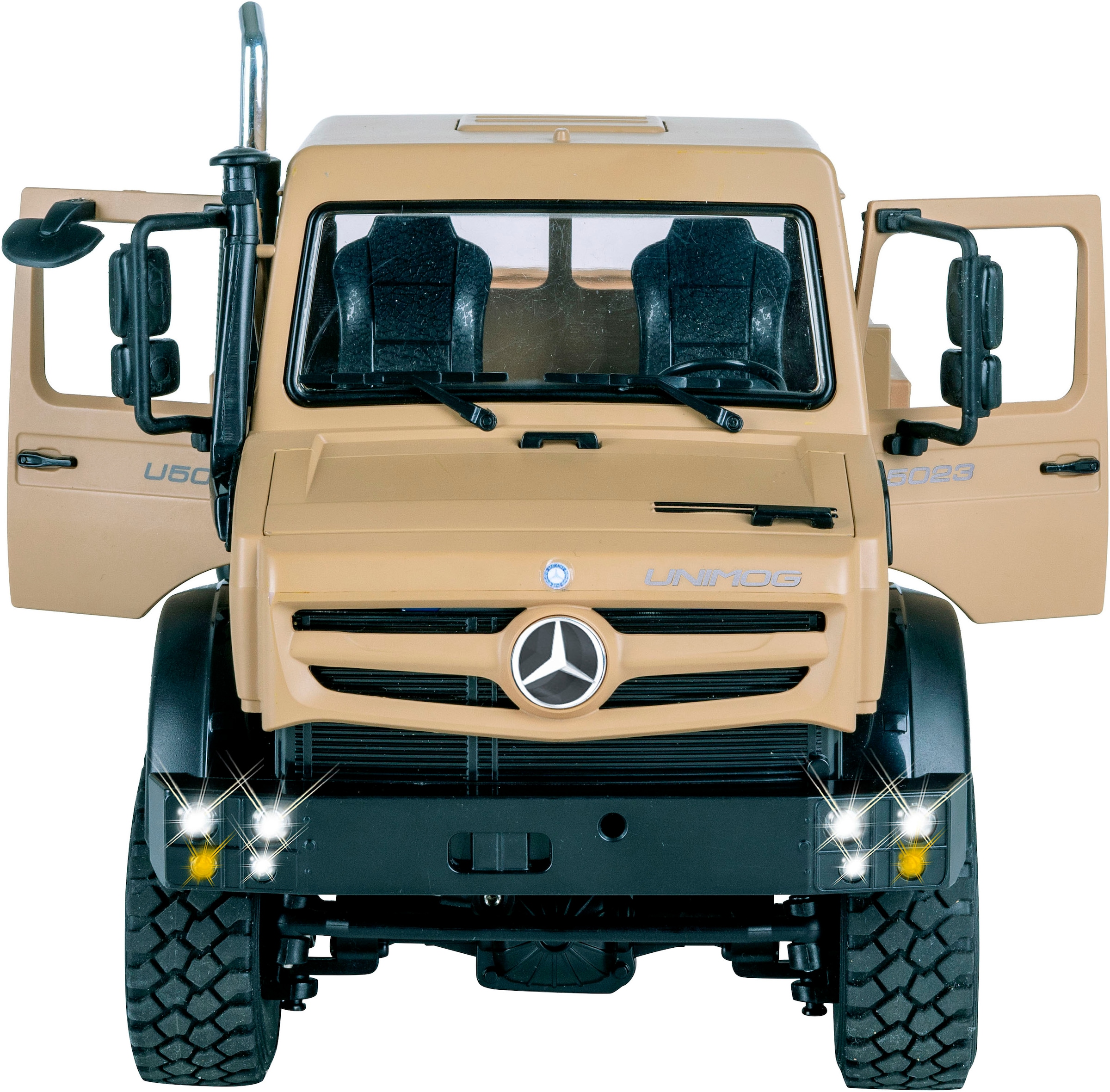 Jamara RC-LKW »Mercedes-Benz Unimog U5023 beige 2,4GHz« LED-Licht; Maßstab 1:14