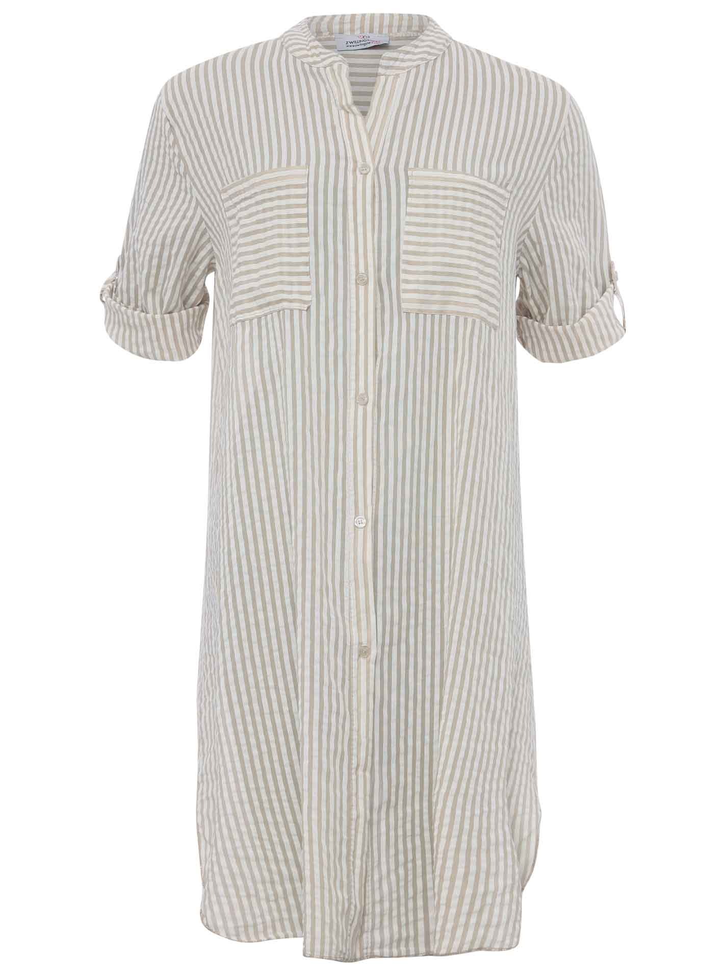Zwillingsherz Longbluse ""Kida"", One Size, Streifen, Knopfleiste, Brusttas günstig online kaufen