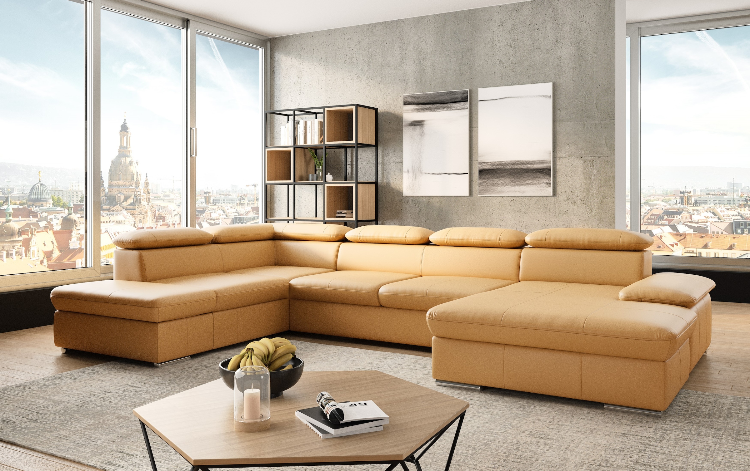 sit&more Wohnlandschaft "Valantine U-Form, B: 349 cm" mit Arm- & Kopfteilve günstig online kaufen