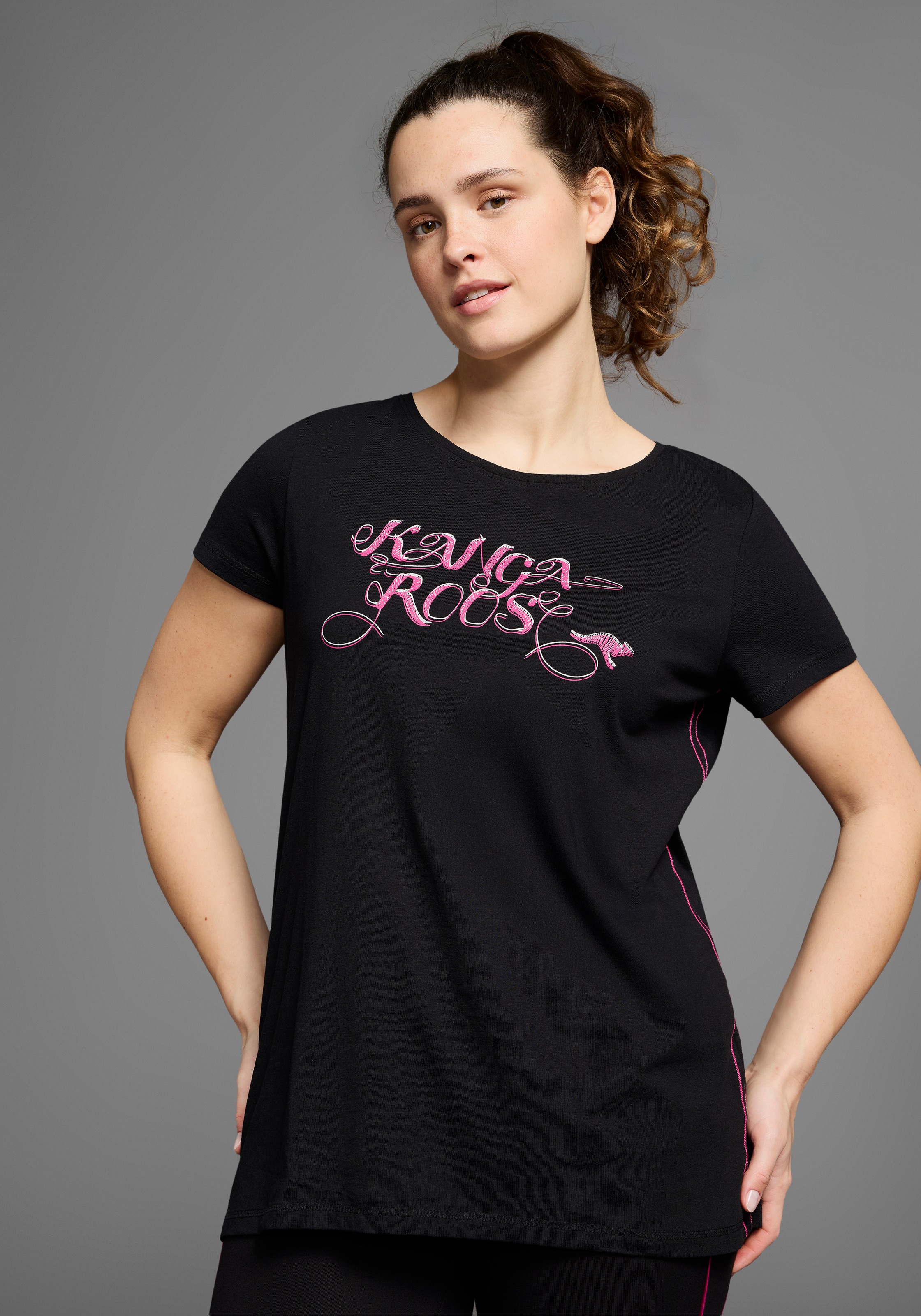 KangaROOS Longshirt 2er-Pack, Kurzarm, figurumschmeichelnde Passform, große günstig online kaufen