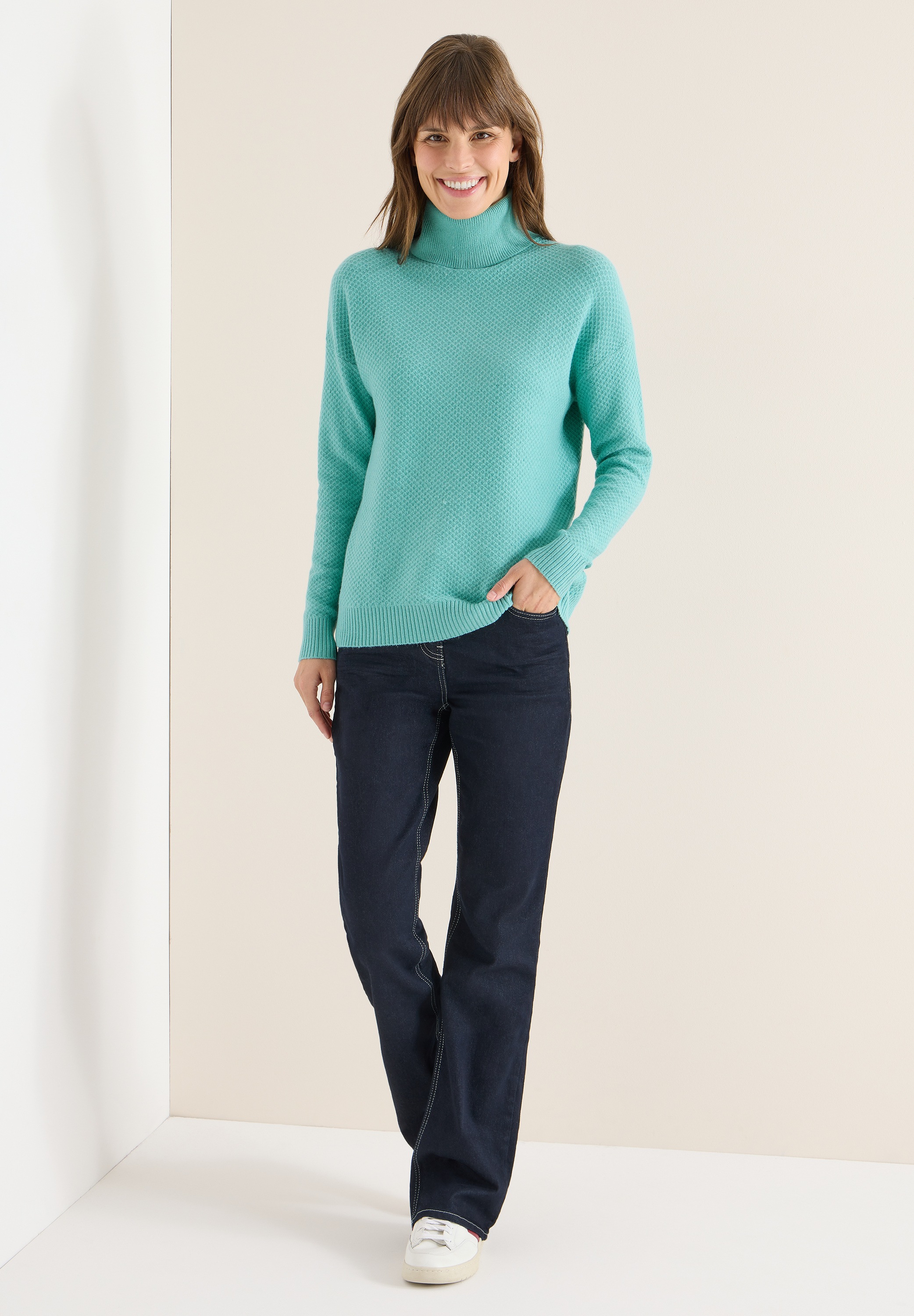 STREET ONE Rollkragenpullover aus Baumwolle mit Stretchanteil