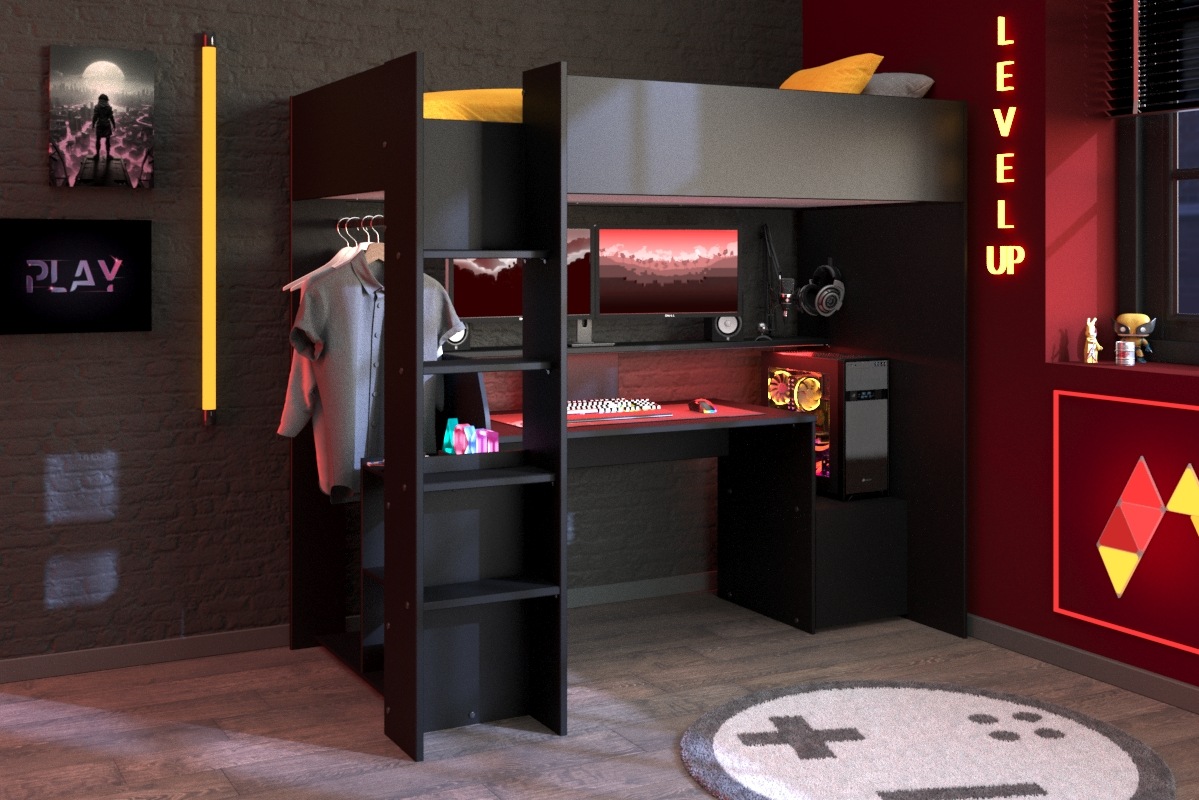 Home affaire Hochbett "Meddox, TOPSELLER OTTOs Choice, Gamerbett, LED, Schr günstig online kaufen