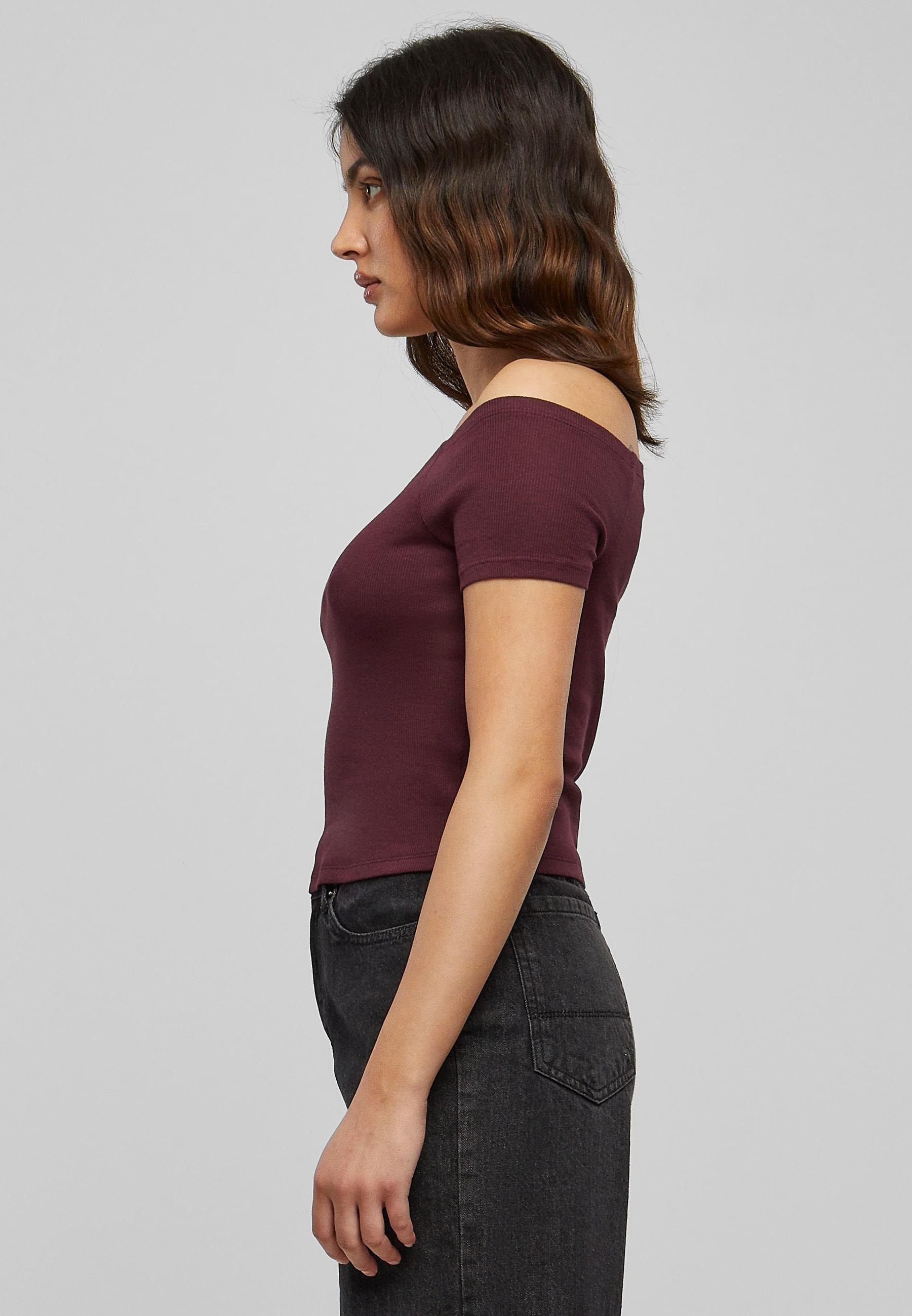 URBAN CLASSICS T-Shirt »Urban Classics Damen Ladies Off Shoulder Rib Tee«, (1 tlg.)