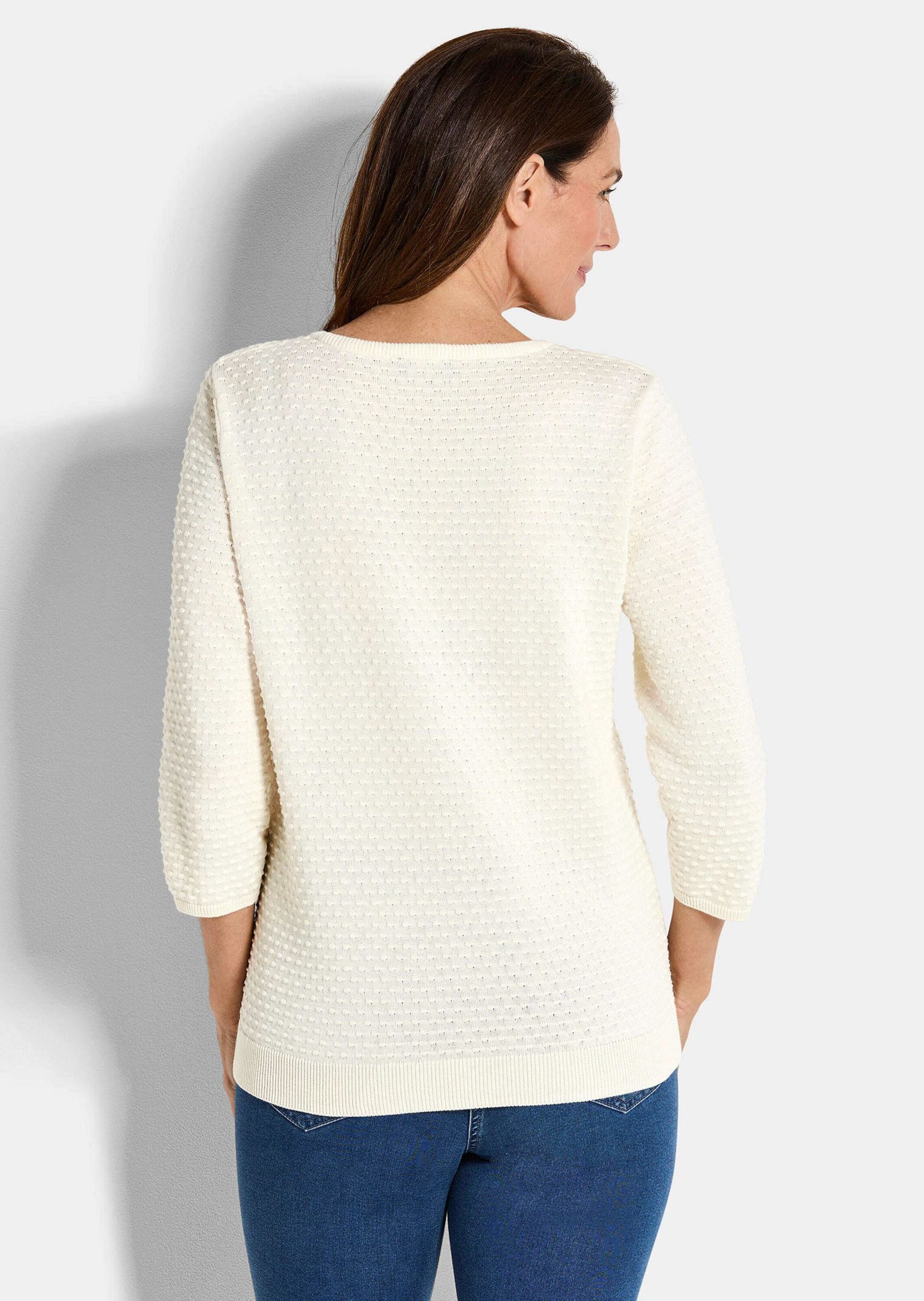 GOLDNER Rundhalspullover »Kurzgröße Strickpullover mit Pünktchenmuster«