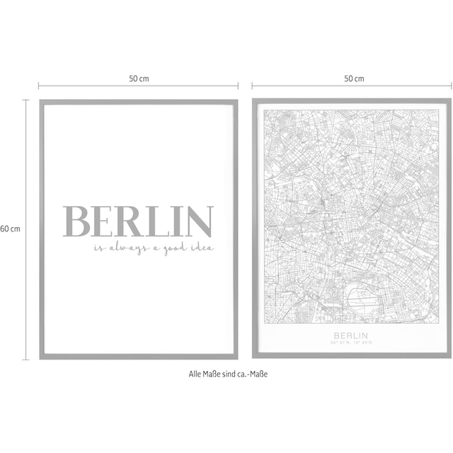 Wall-Art Poster »Berlin is always a good idea«, (Set, 2 St.), mit Rahmen,  Poster, Wandbild, Bild, Wandposter bestellen | BAUR