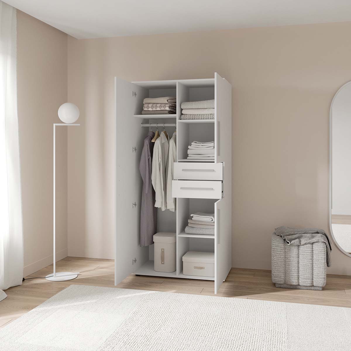 Demeyere GROUP Kleiderschrank »Versatil« B/H/ T ca. 90x190cmx50cm,  Schubladen in komfortabler Höhe, Made in France, Kinderkleiderschrank