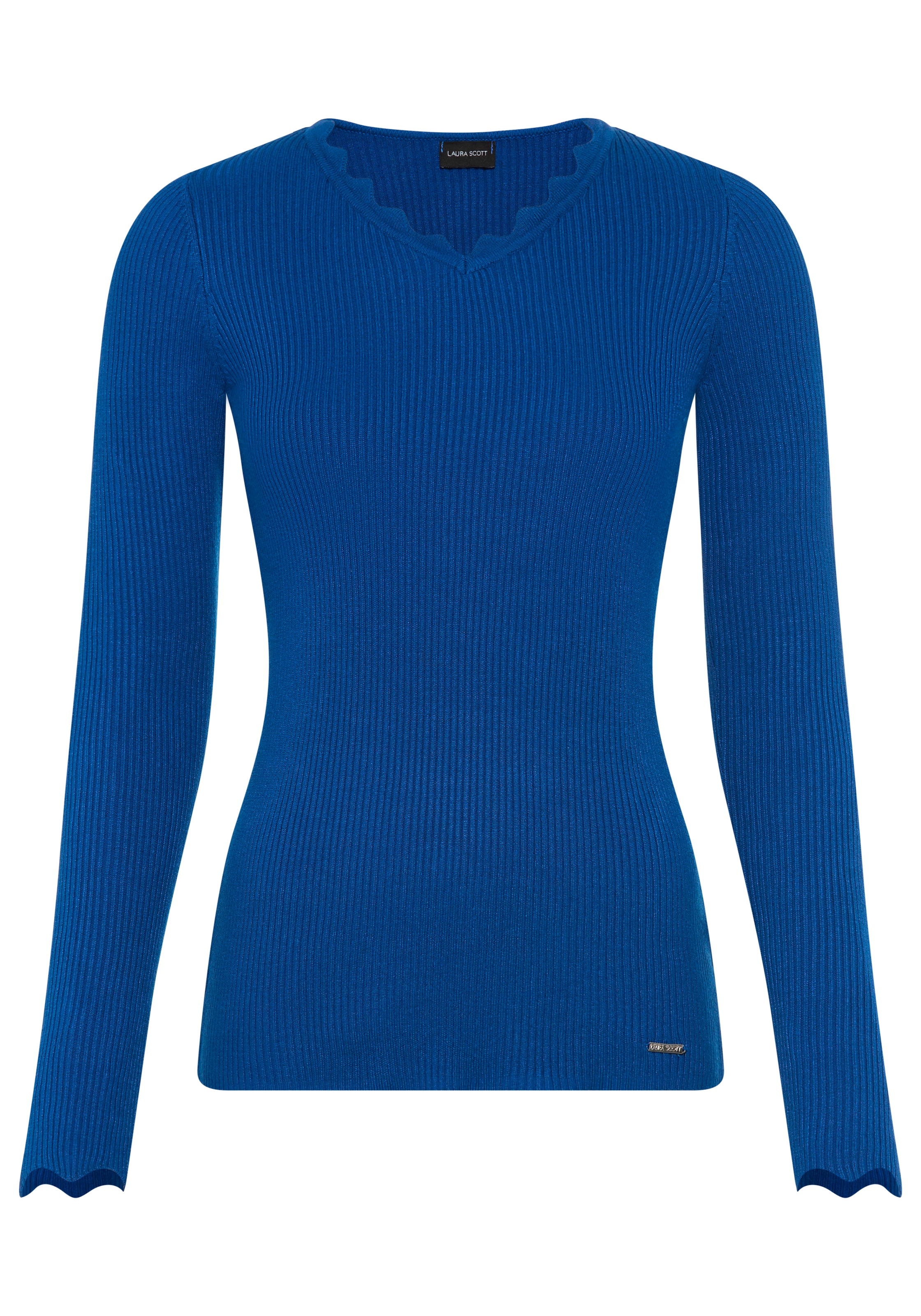 Laura Scott V-Ausschnitt-Pullover, mit femininer Wellenkante