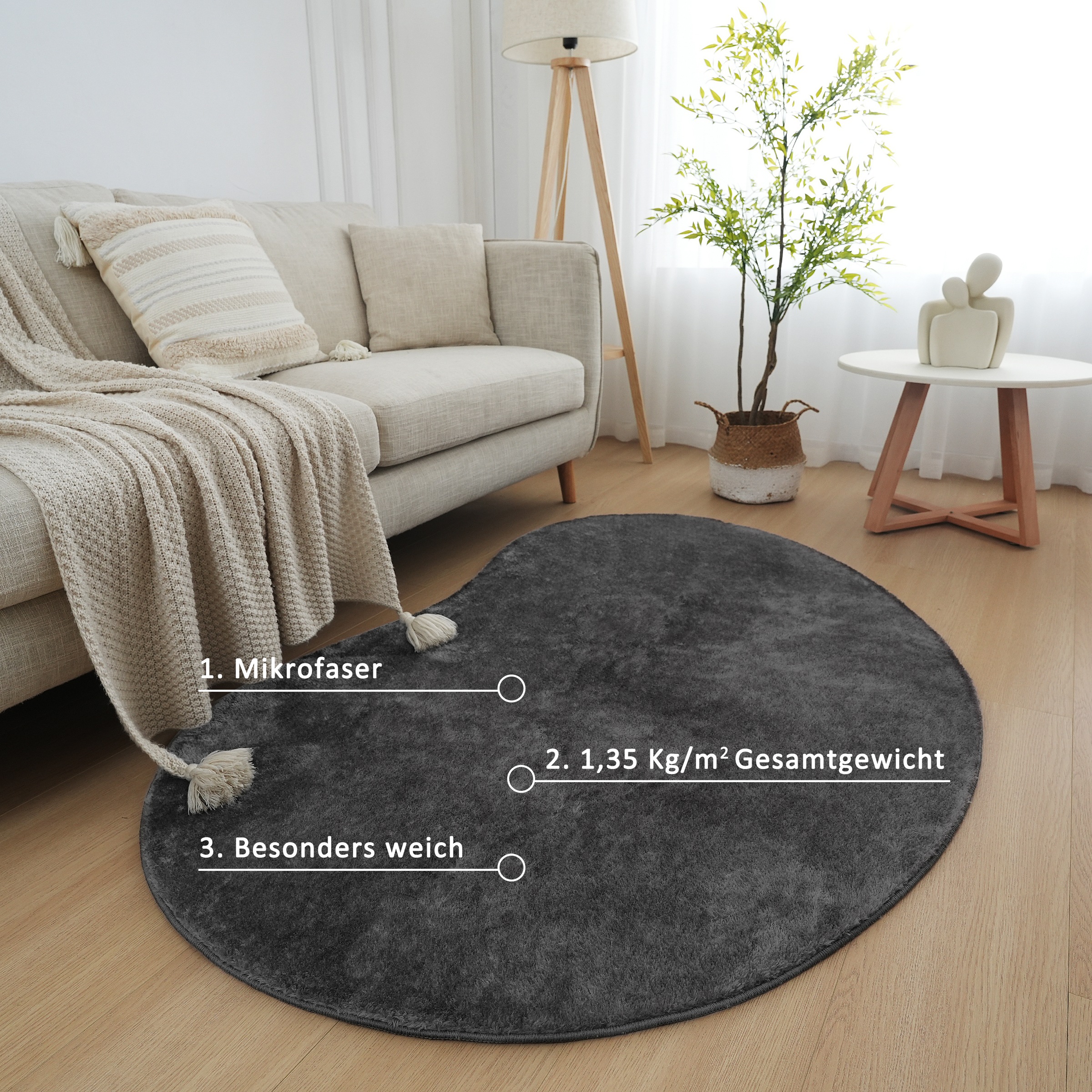 OTTO home Cali Bean Rug Anthracite 90x135cm 3