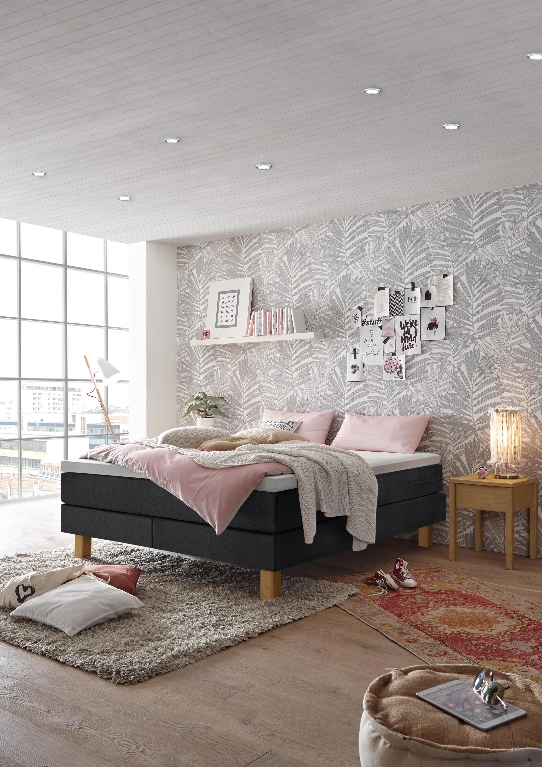 HASENA Boxspringbett »Isoba«, inkl. Topper, Füsse aus massiver Eiche