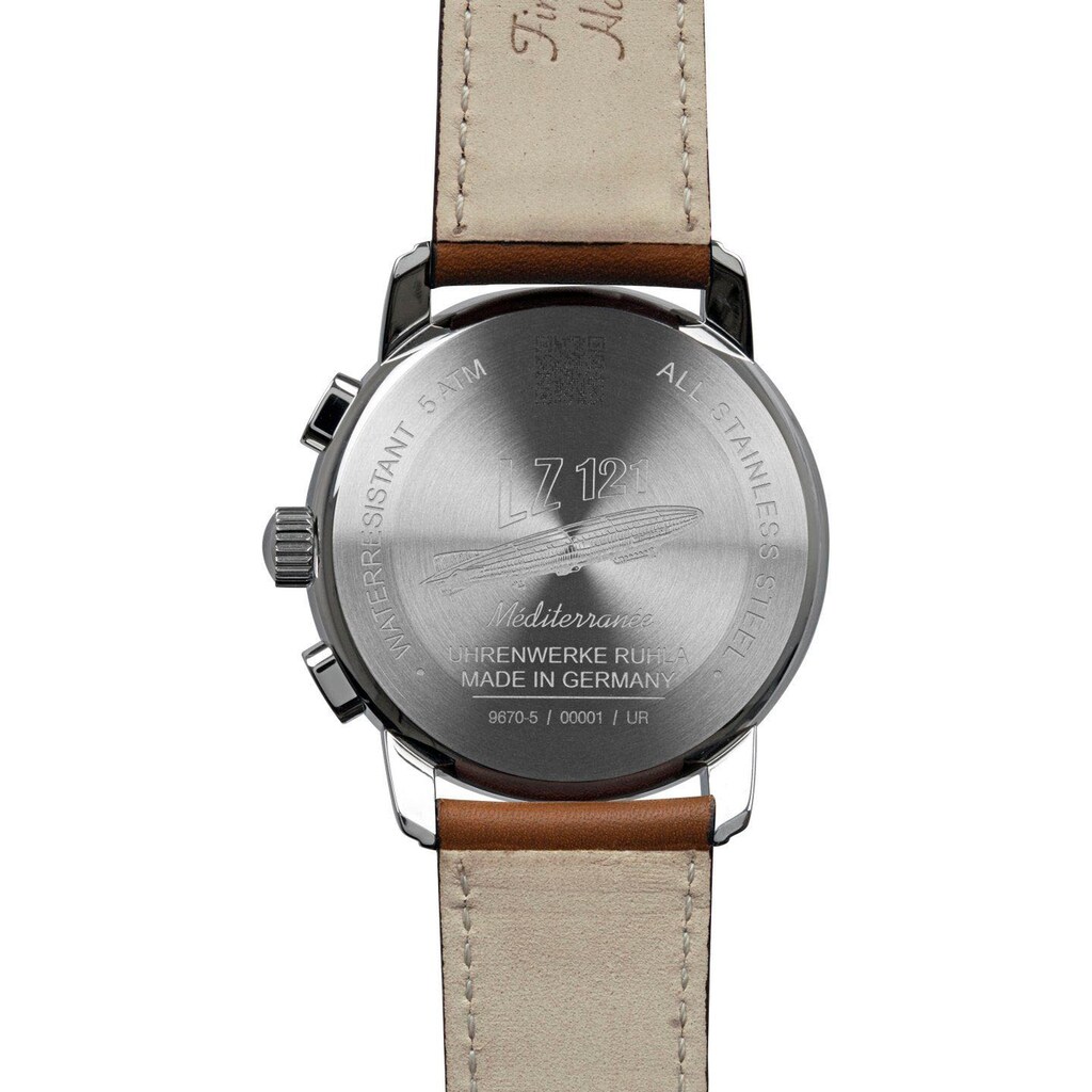 ZEPPELIN Chronograph »100 Jahre, Méditerranée, 9670-5«, Armbanduhr, Quarzuhr, Herrenuhr, Datum, Stoppfunktion, Made in Germany