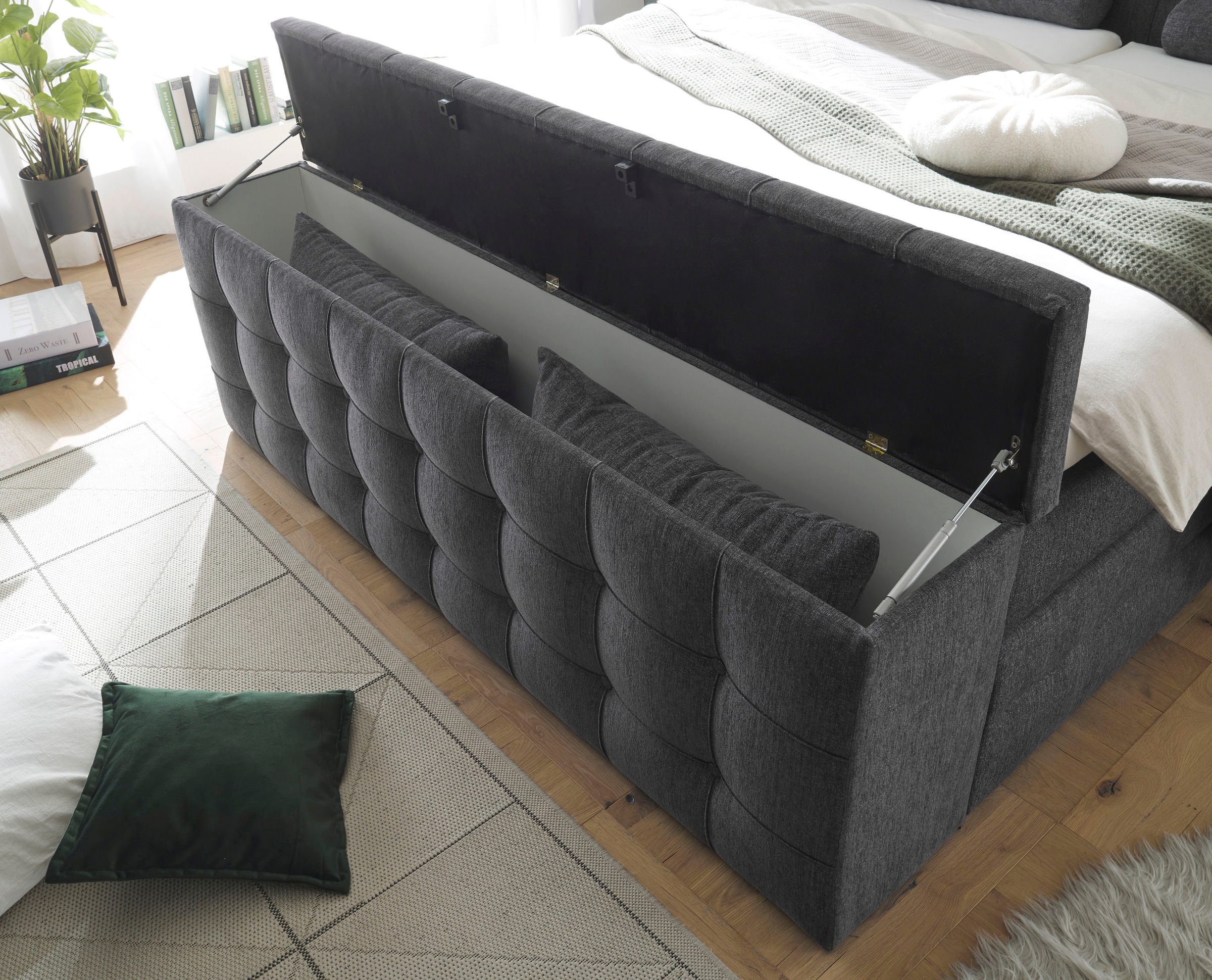 ED EXCITING DESIGN Boxspringbett »Managua«, (6 St.), Motor, harte Seite mit Kokosmatte, weiche Seite mit Filzabdeckung