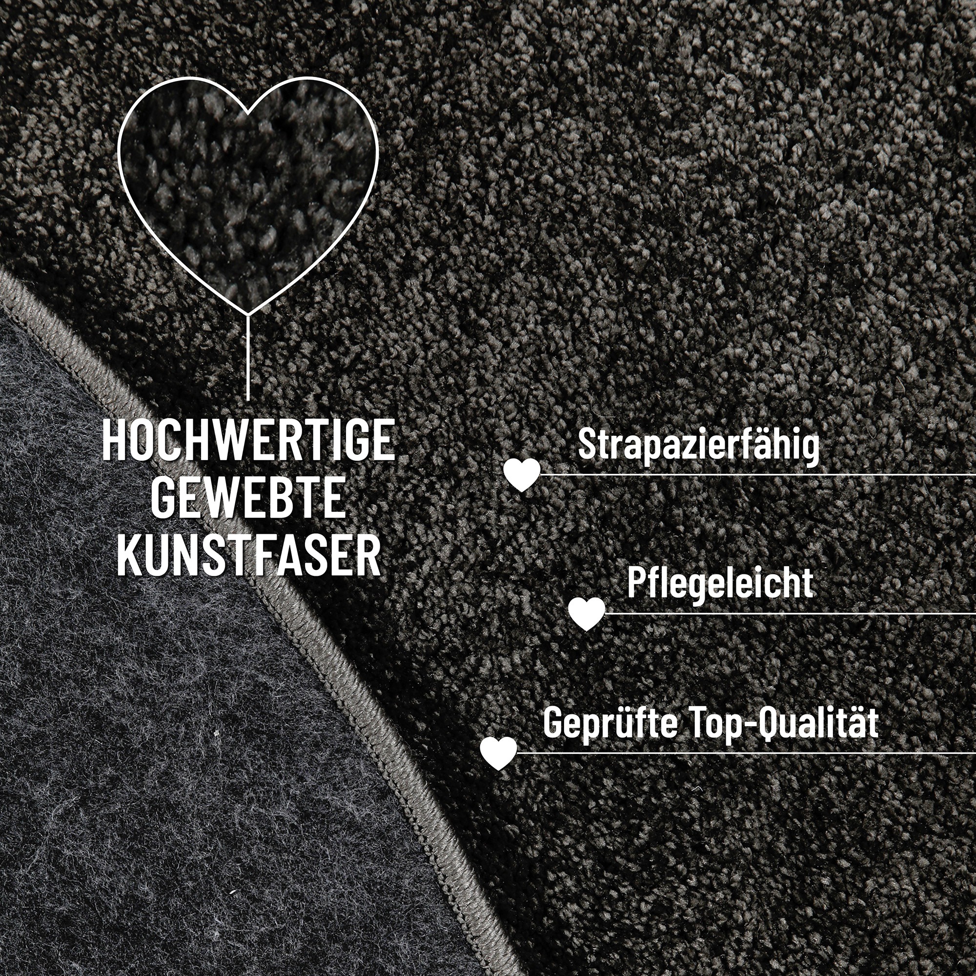 Hochflor-Teppich WECON HOME "Manta", grau (anthrazit), B:160cm H:25mm L:230cm, Polyester, Teppiche, Läufer, Langflor maschinell gewebt, robust, Wohn- & Schlafzimmer, uni 3