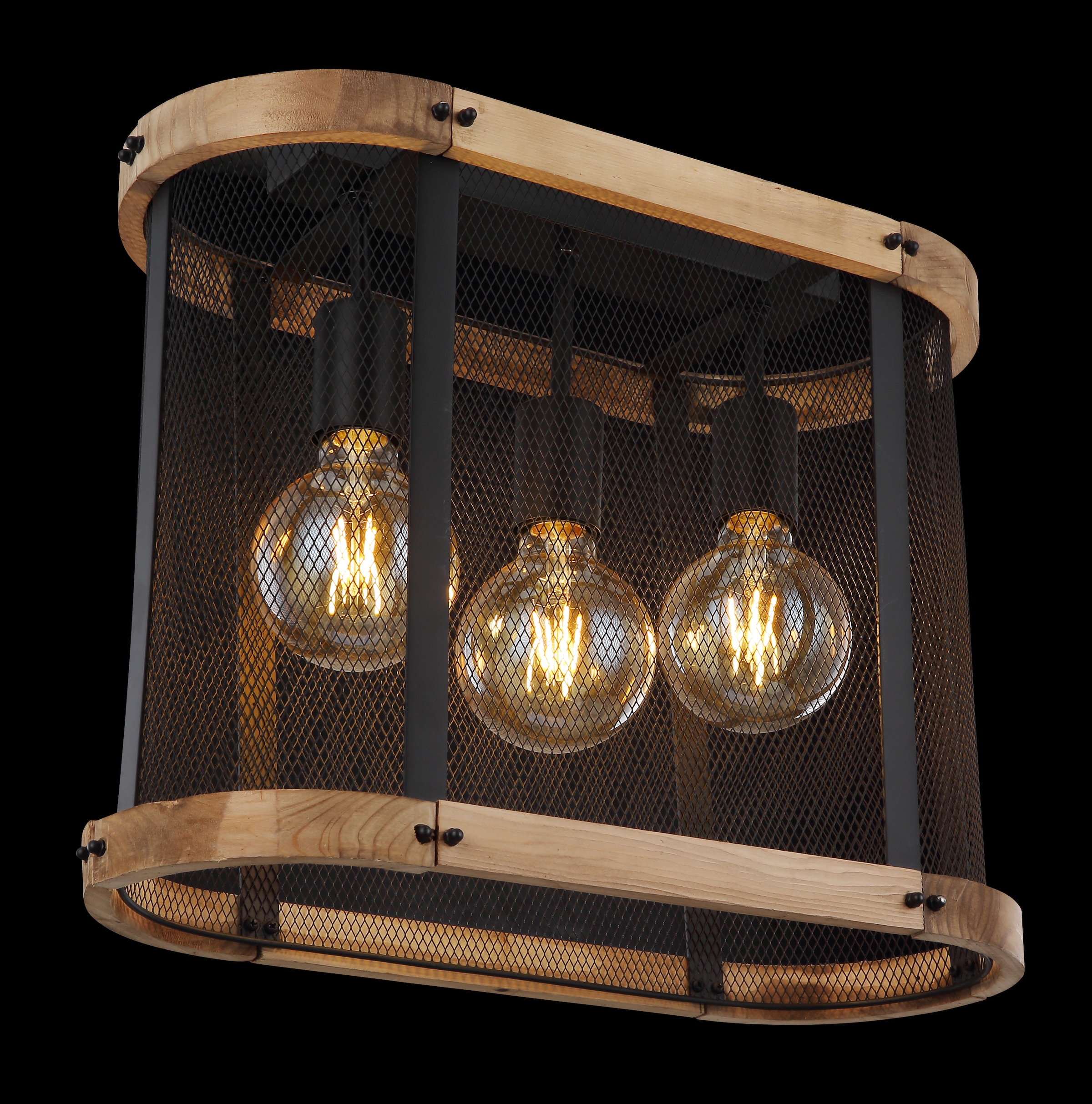 GLOBO LIGHTING Deckenleuchte »JEANIE«, Leuchtmittel E27 | ohne Leuchtmittel, Deckenlampe/Holz/schwarz/Wohnzimmer/Metallgeflecht