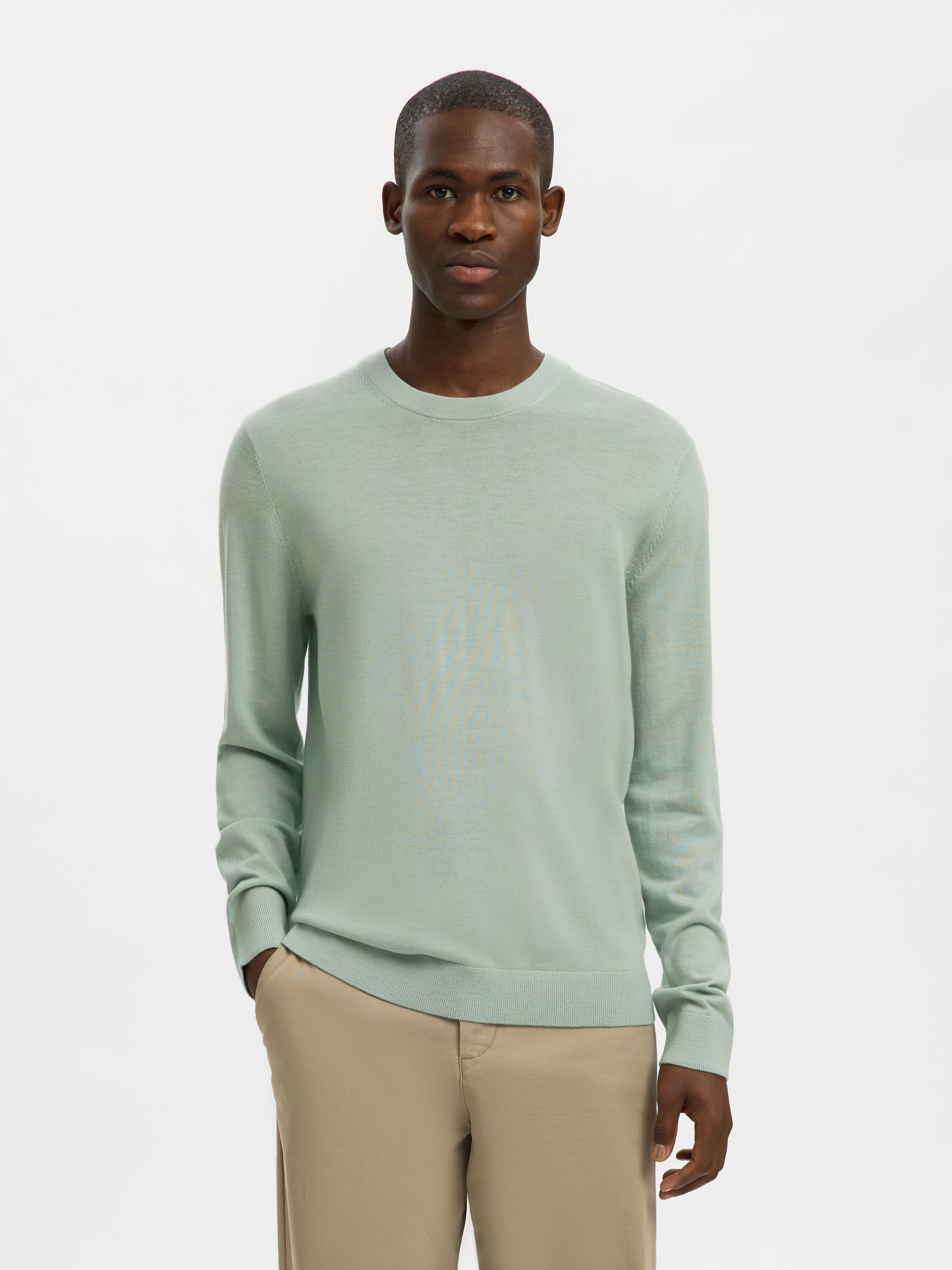 SELECTED "SLHTRAY LS KNIT MERINO CREW NECK NOOS" Wolle, regular fit