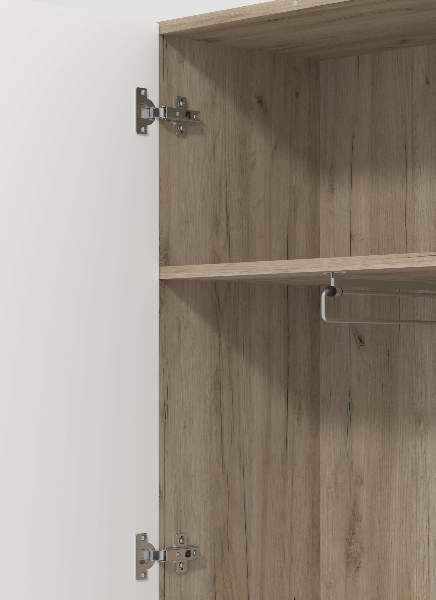 Home affaire Garderobenschrank »Beny Kleiderschrank, Stauraumschrank, Flurschrank, Höhe 193 cm«, Hochglanzfronten, Spiegeltür, Breite 60 cm, ausziehbare Kleiderstange