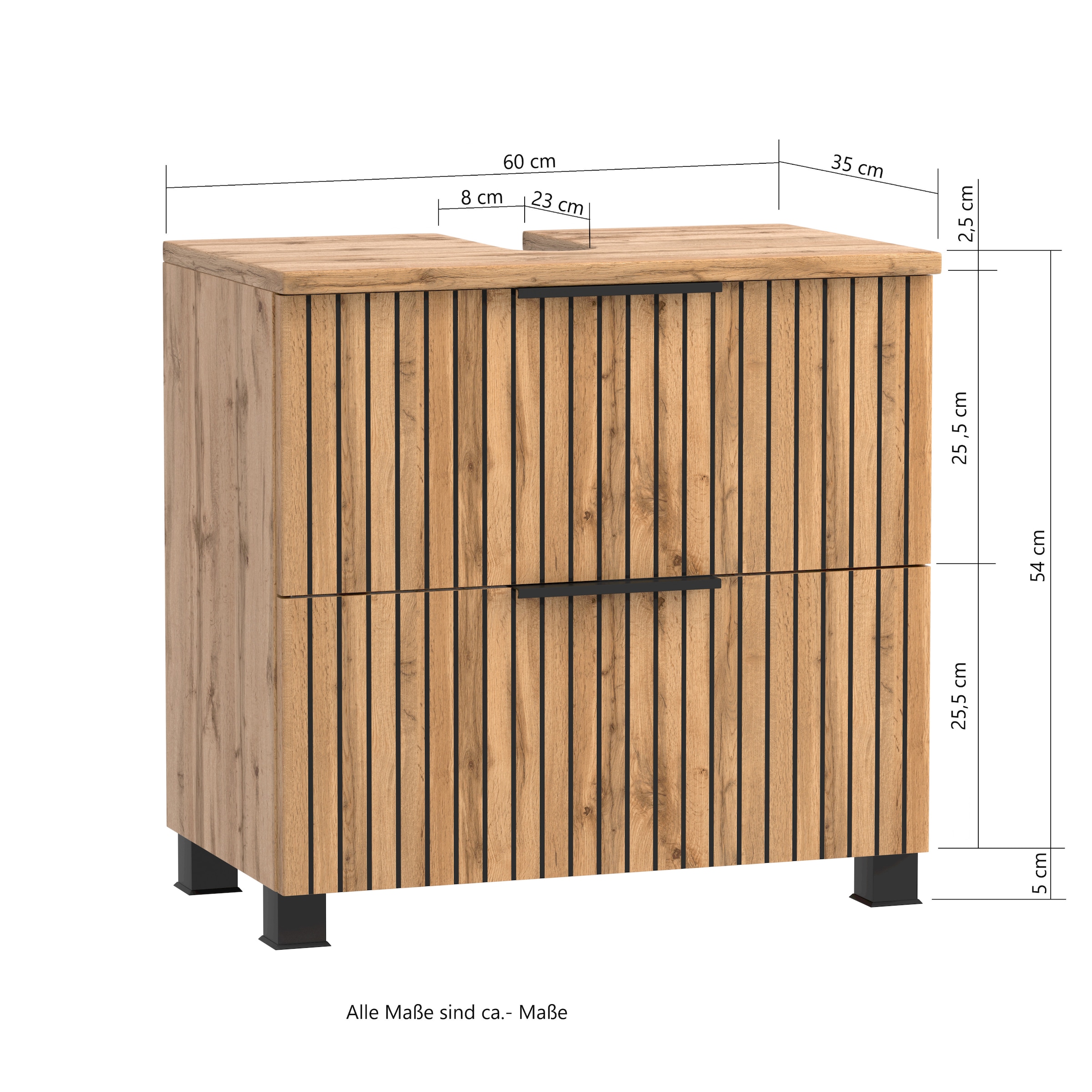 welltime Waschbeckenunterschrank, Welltime, Breite 60 cm, 1 Klappe, 1 Auszug, Softclose-Funktion