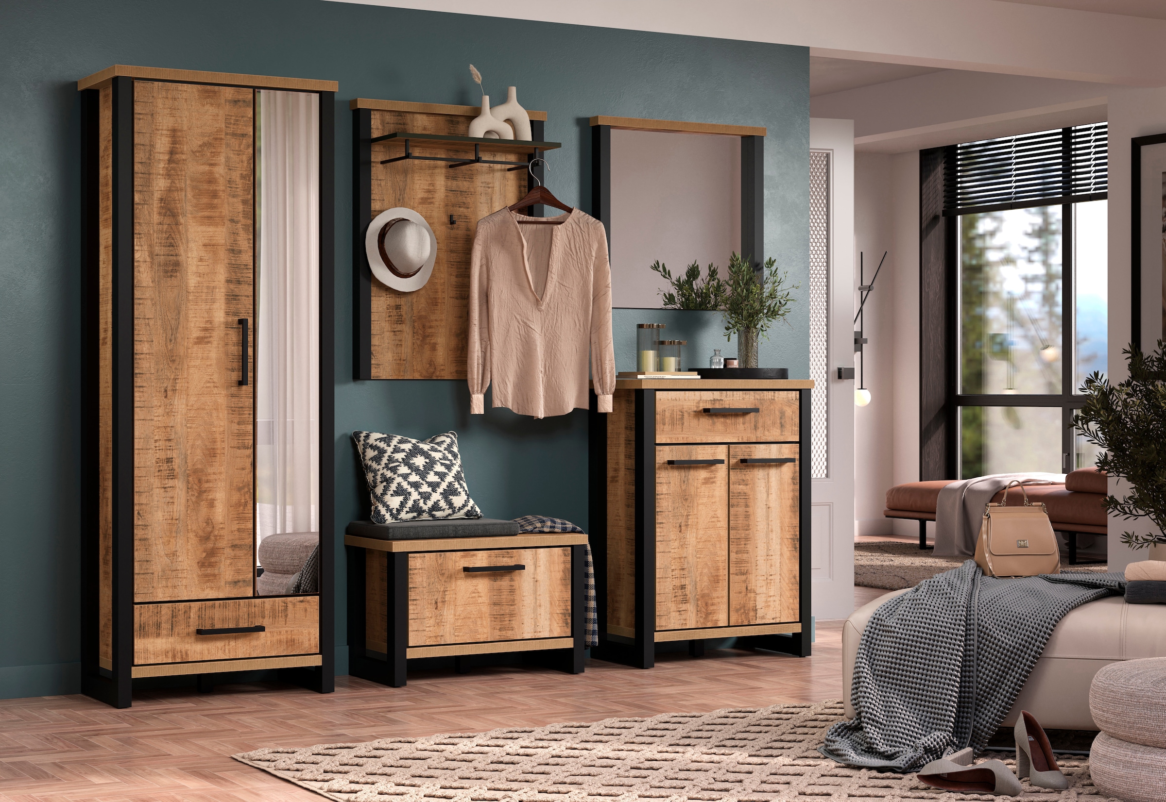 Home affaire Kommode »Elda« 1 Stk. tlg. Kommode mit 2 Türen, 1 Schublade mit Vollauszug – (B/T/H) 73/39/100 cm