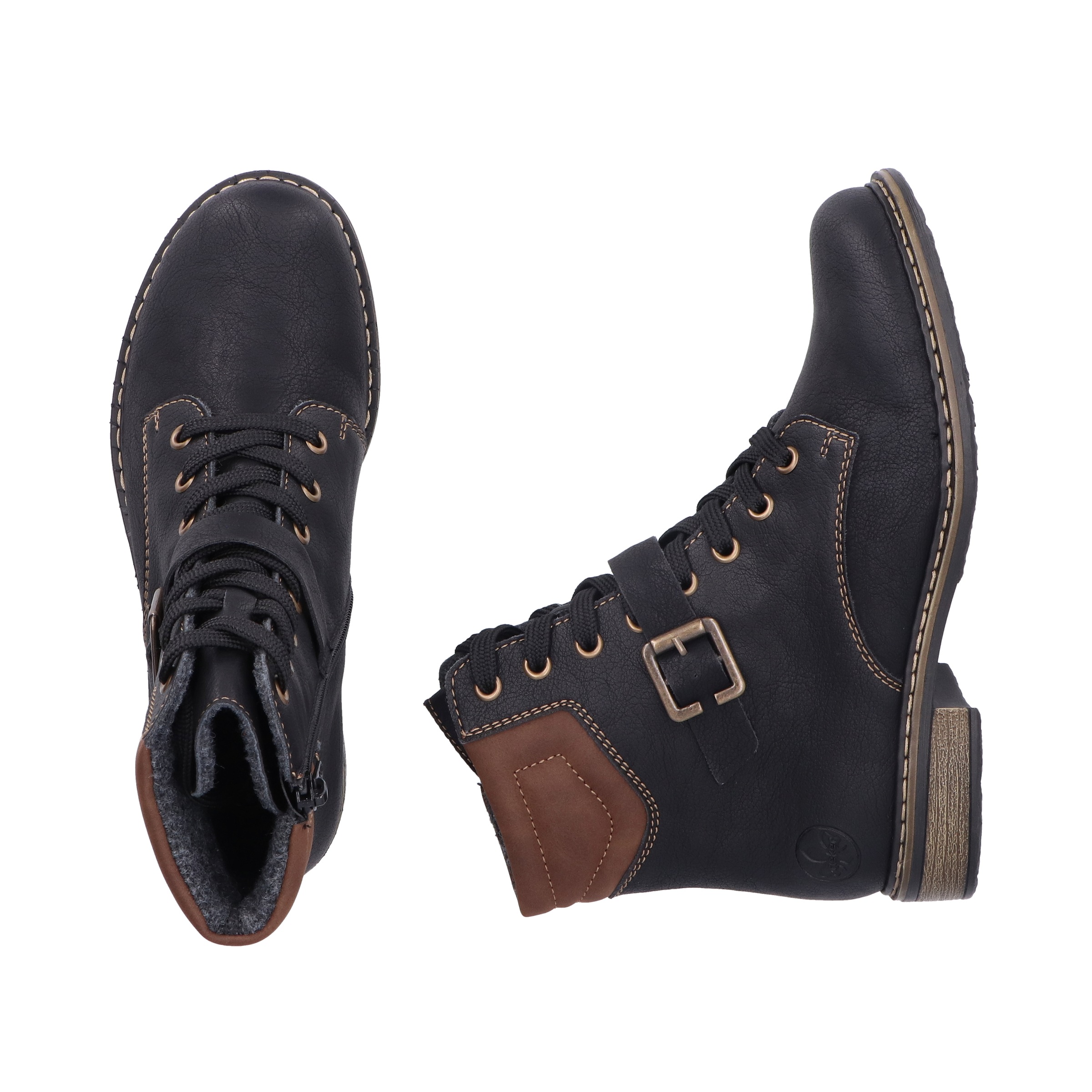 Rieker Schnürstiefelette, Schnürboots, Stiefelette, Blockabsatz, mit gepolstertem Schaftrand