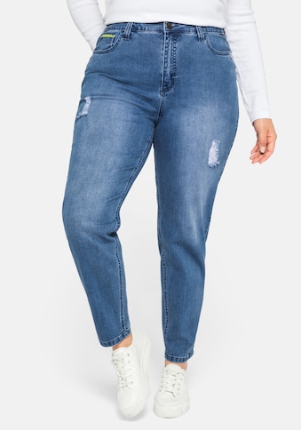Sheego Stretch-Jeans, Mom mit Destroyed-Effekten kaufen