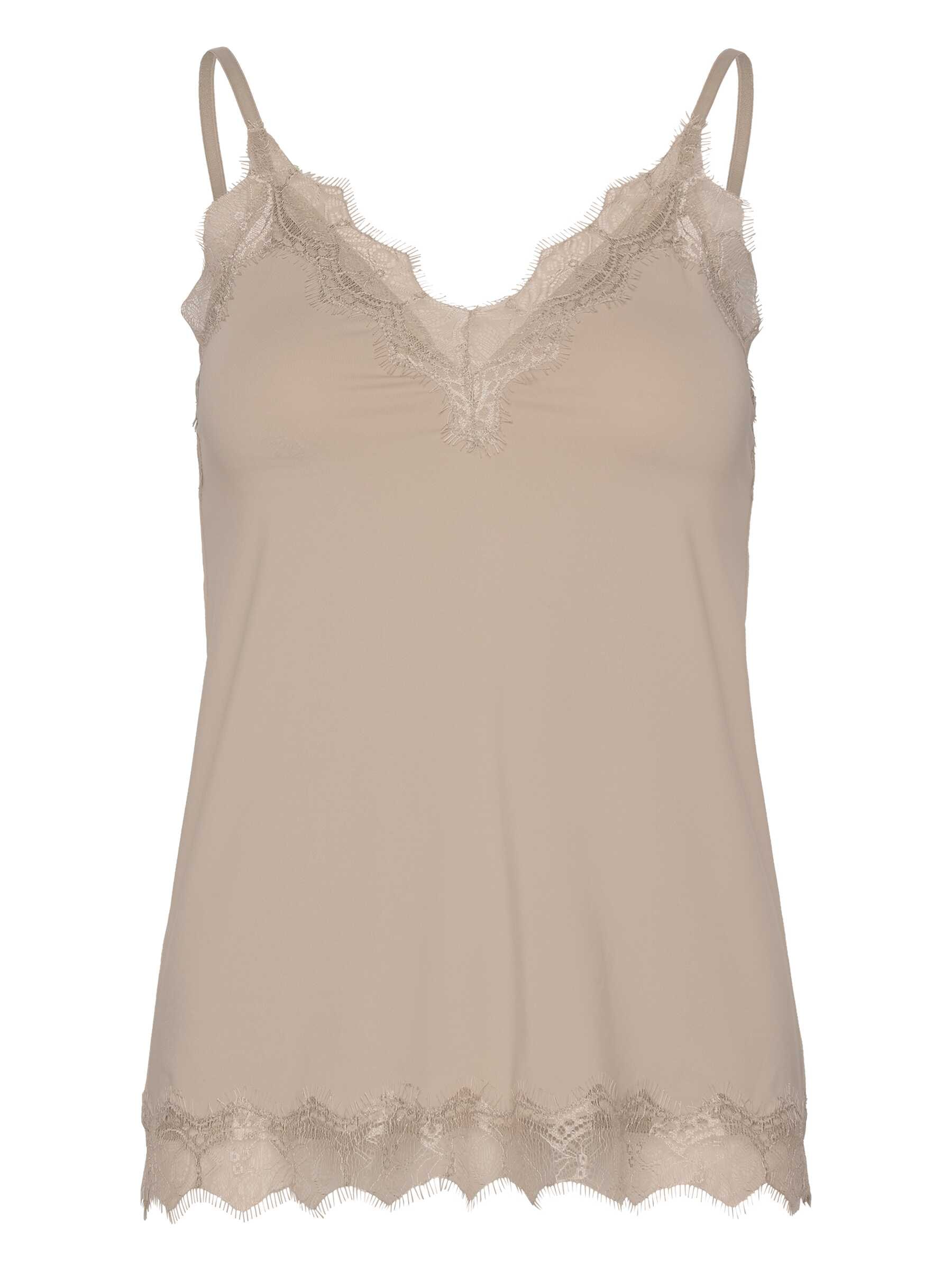 rosemunde Spaghettitop "Billie Strap Top" Vintage-Spitzenbesatz an Ausschnitt und Saum, feminin