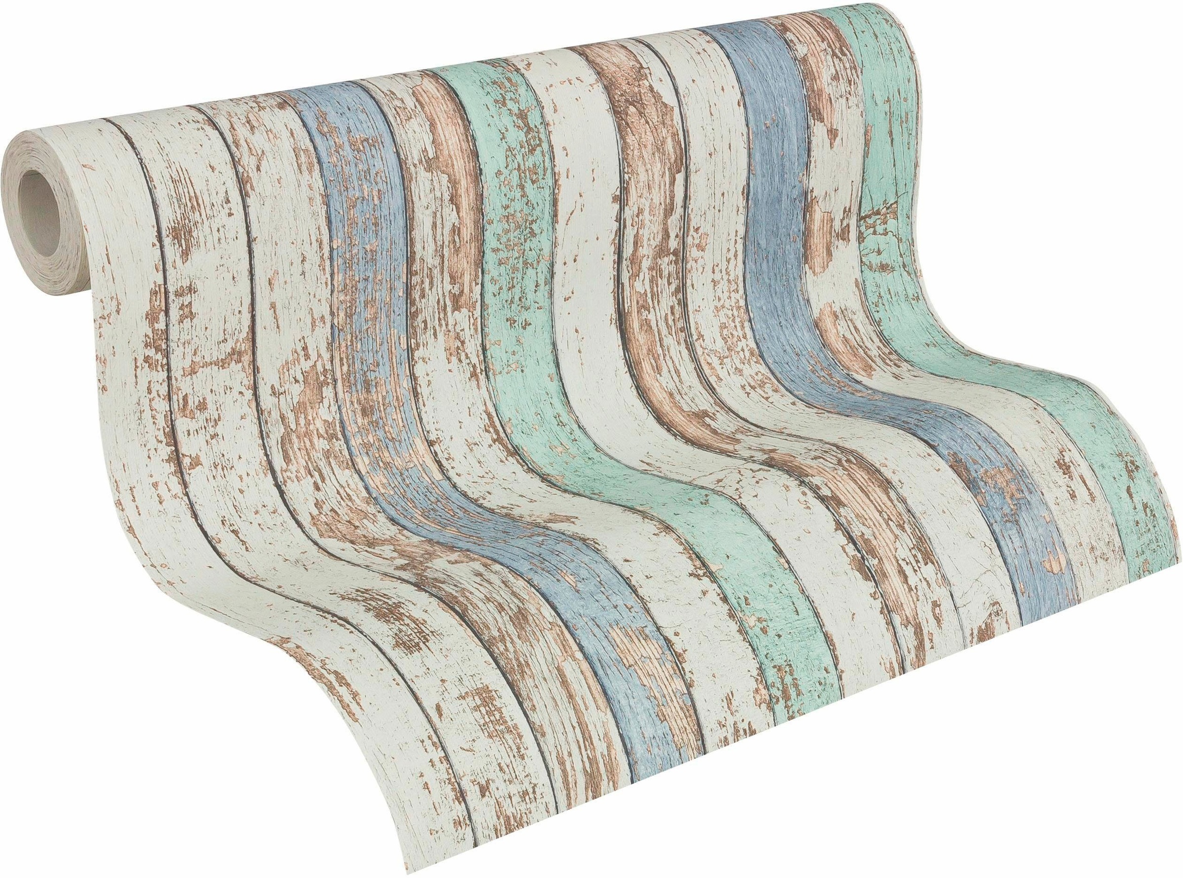living walls Vliestapete »Best of Wood`n Stone 2nd Edition«, Holz-realistisch-gestreift, Tapete Holzoptik matt leicht strukturiert Tapeten Wohnzimmer modern