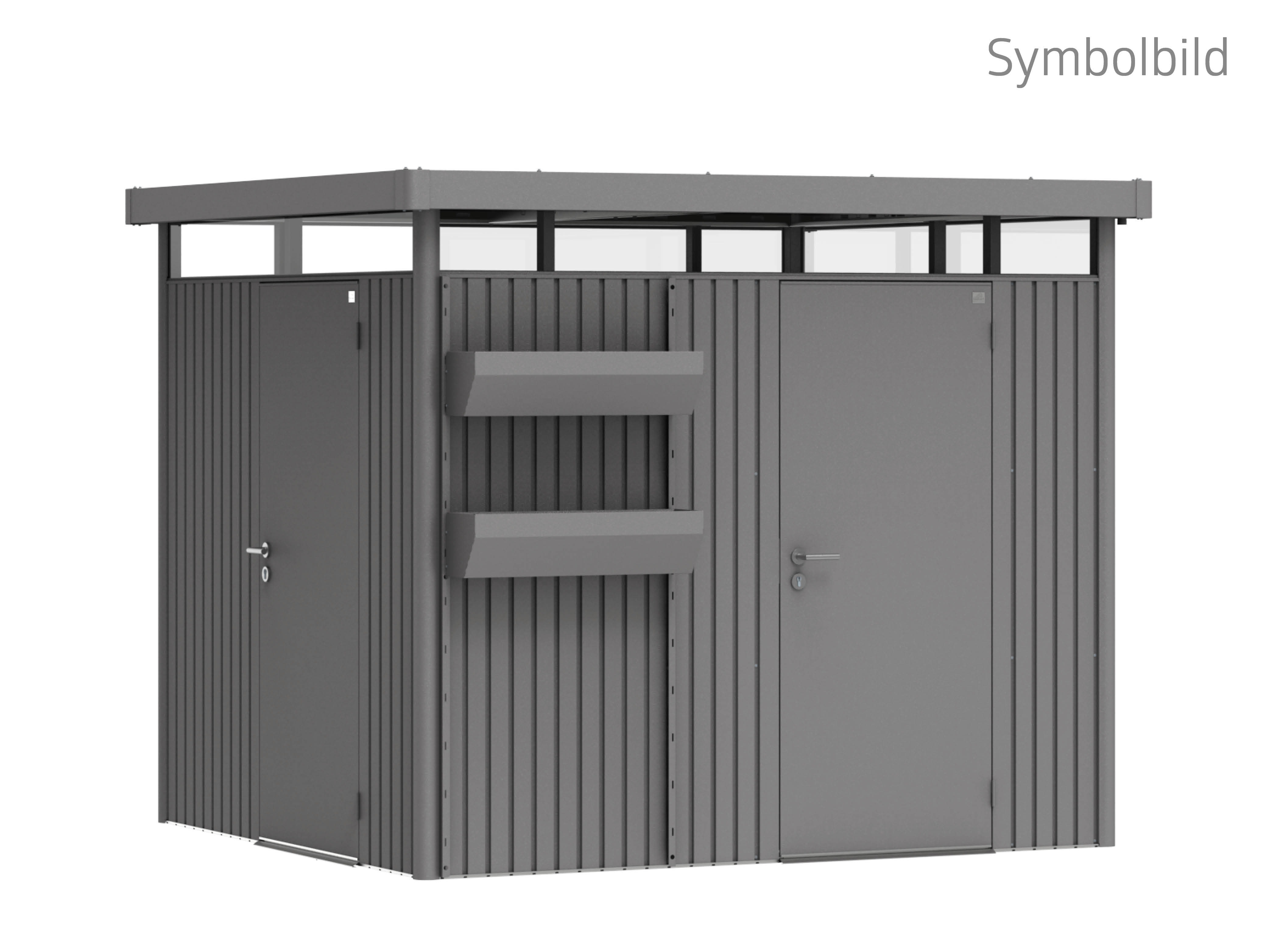 Thumbnail - Biohort Gerätehaus "HIGHLINE Gr. H2, verschiedene Farben" stylisches Metall-Gartenhaus mit Flachdach
