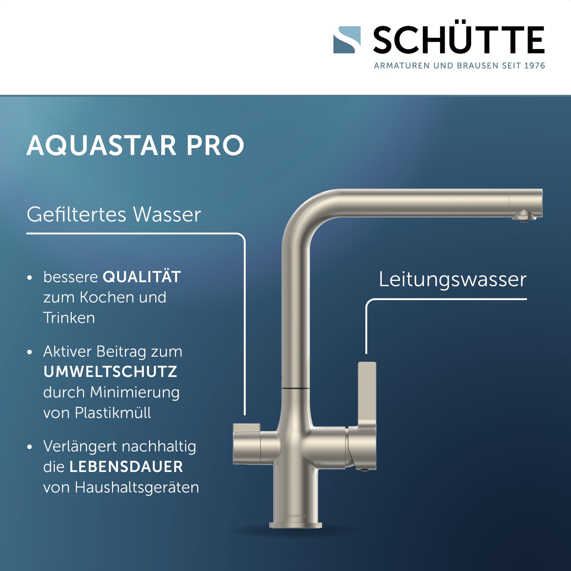 Schütte Spültischarmatur »AQUASTAR PRO«, mit Filtersystem für Trinkwasser, praktische Cold-Start-Funktion