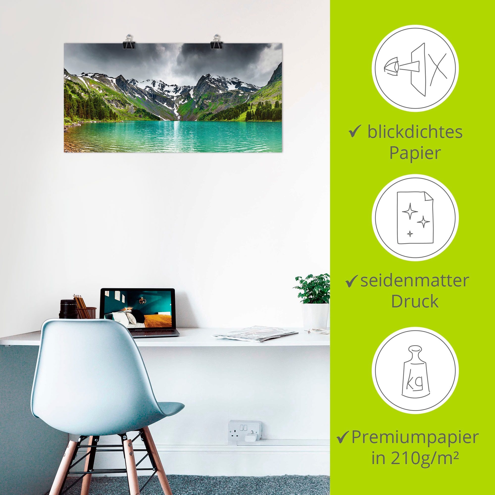 Artland Wandbild »Bergsee«, Berge, (1 St.), als Alubild, Outdoorbild, Leinwandbild, Poster in verschied. Größen