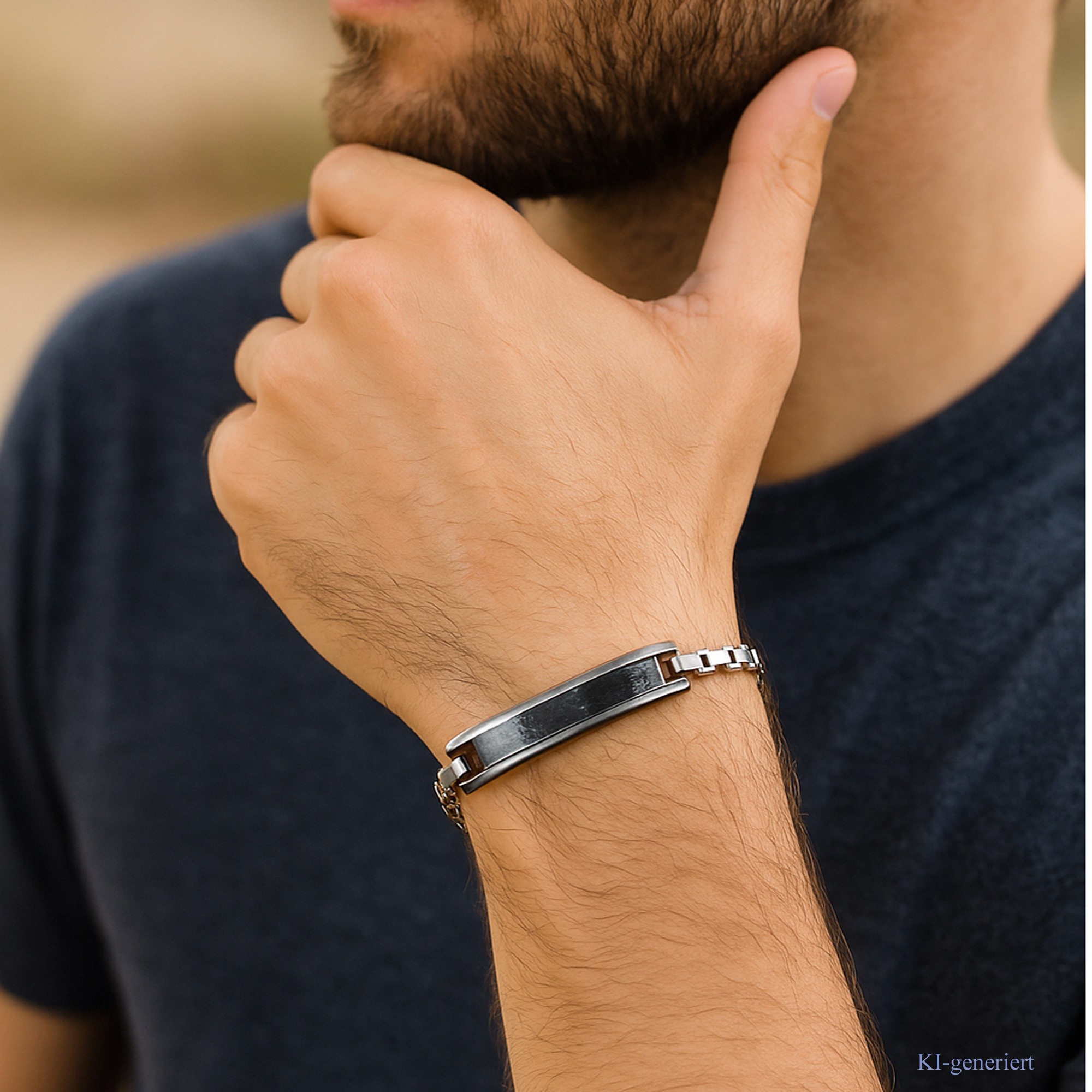 Steuer Armband »Edelstahl Schildband zweifarbig«