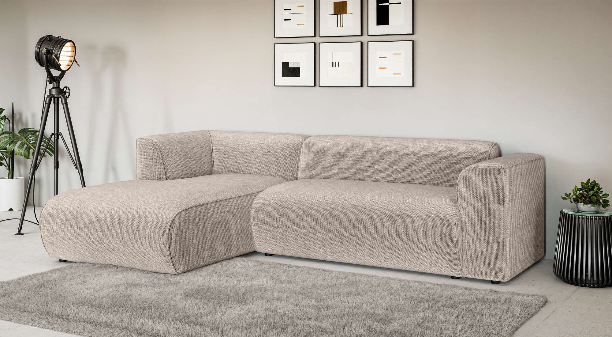 Ecksofa HOME AFFAIRE "GENTON L-Form (257 cm), zeitlos & stilvolles Design", beige, B:257cm H:78cm T:161cm, 100% Polyester, Sofas, Ecksofa, Aufwendig gepolstert, in Cord, Chenille und Struktur