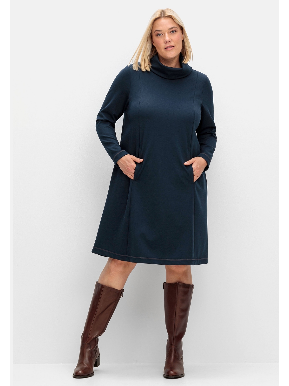 TOM TAILOR Jerseykleid, mit Bindegürtel online in | BAUR der Taille kaufen