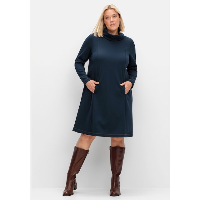 Sheego Jerseykleid »Große Größen«, in A-Linie, mit Rollkragen und Taschen  für kaufen | BAUR