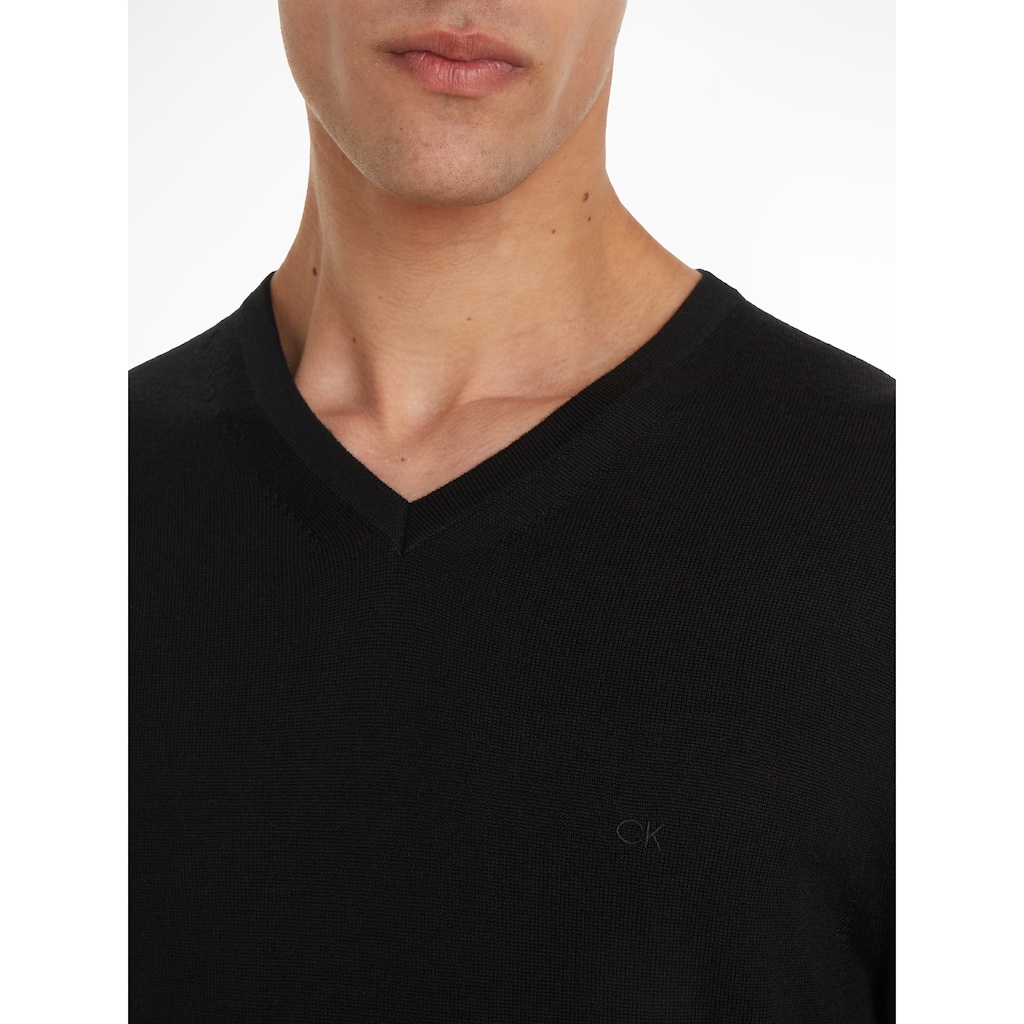 Calvin Klein Strickpullover »MERINO VNECK SWEATER«