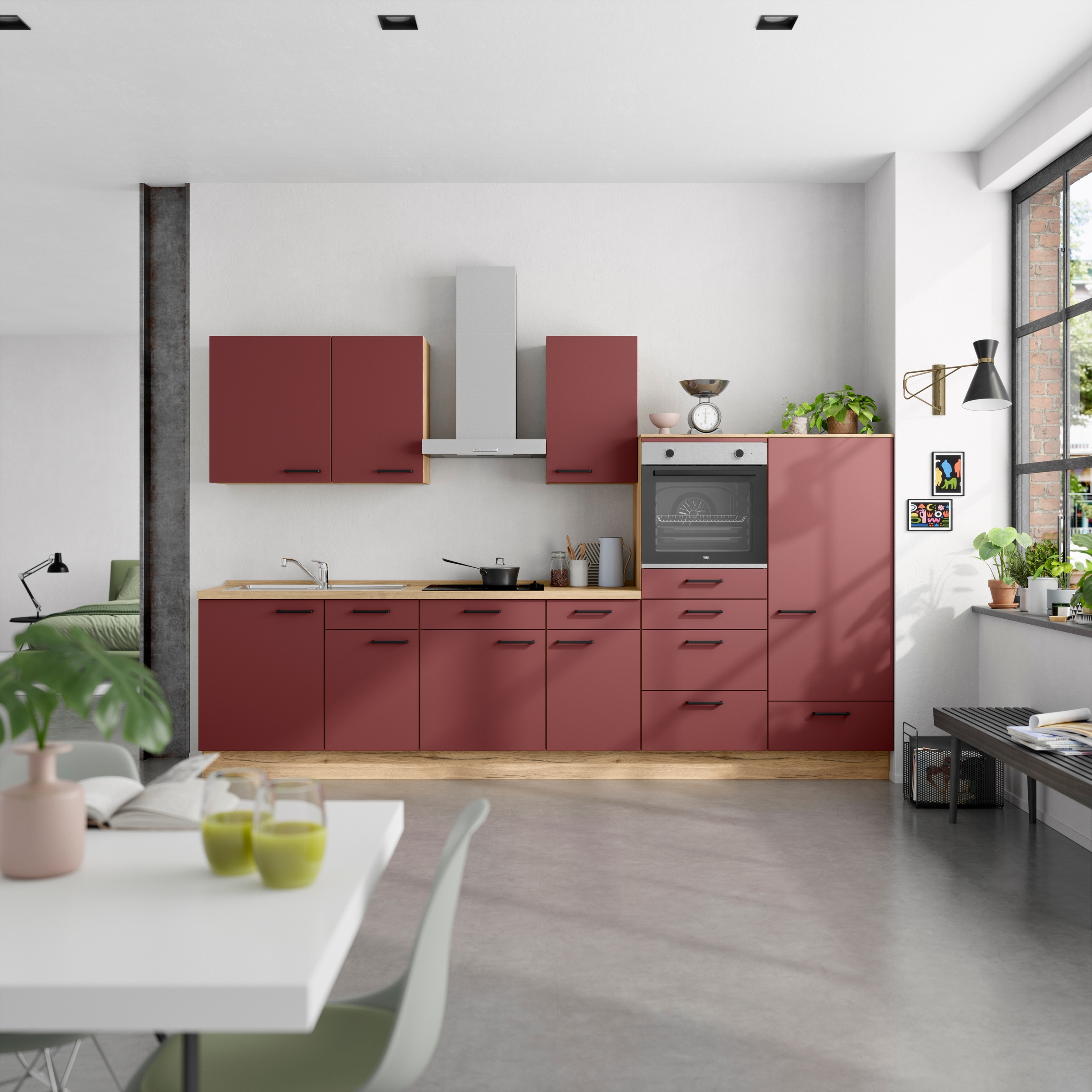 nobilia® Küchenzeile »"Easytouch I"«, vormontiert, Ausrichtung wählbar, Breite 330 cm, wahlw. mit E-Geräten