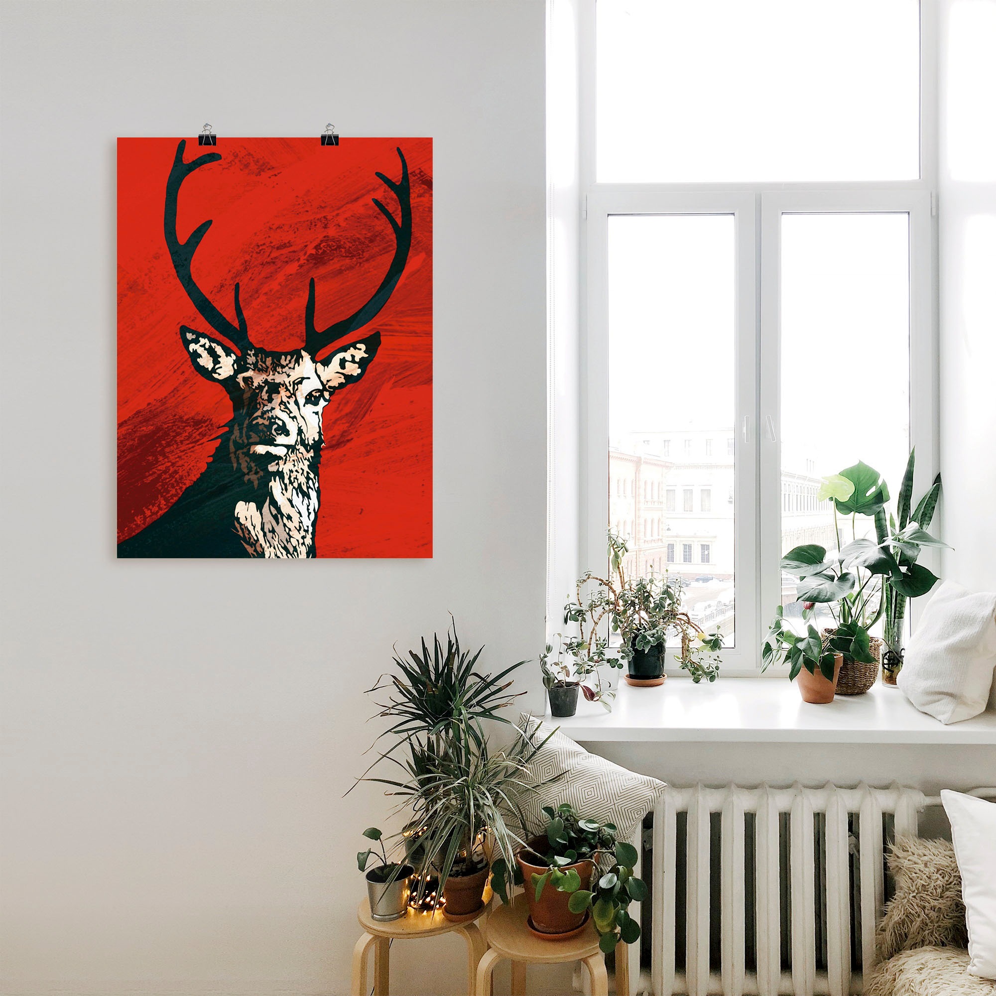 Artland Wandbild "Hirsch", Wildtiere, (1 St.), als Leinwandbild, Poster in günstig online kaufen