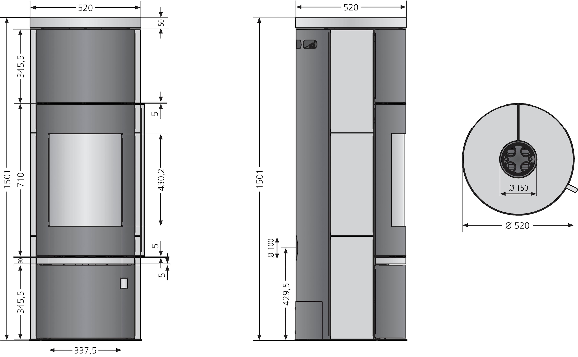 JUSTUS Kaminofen »Faro Aqua 2.0 Stahl / Sandstein«