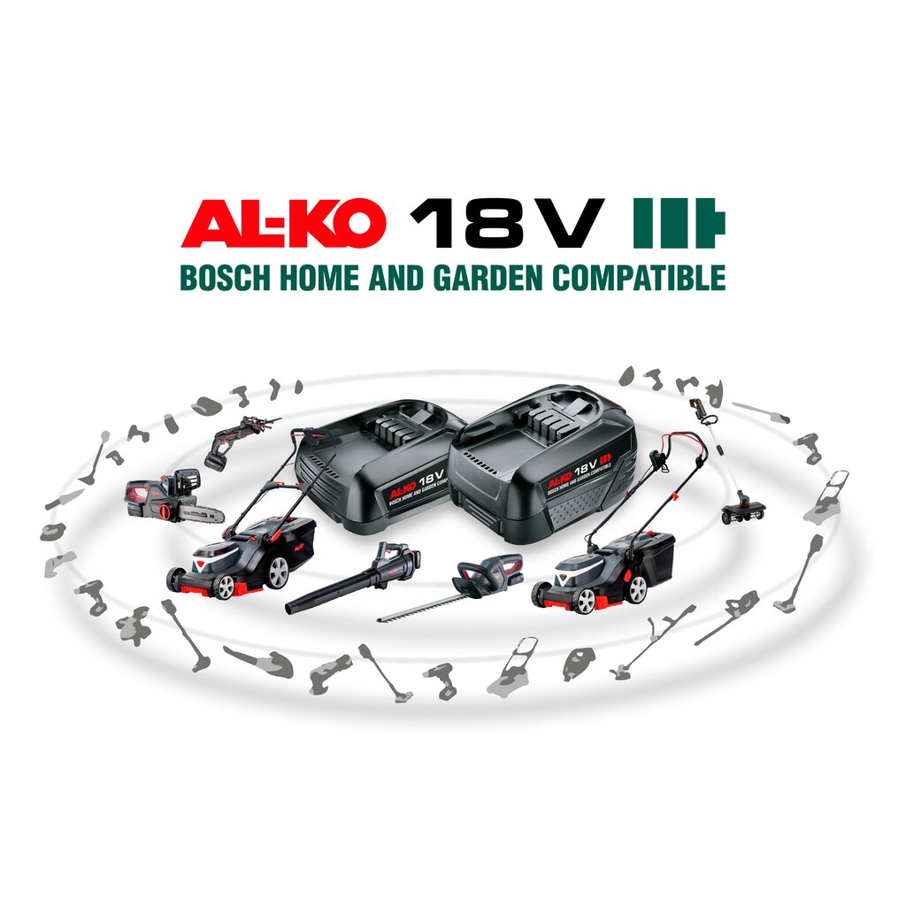 AL-KO Akkurasenmäher »HOME AND GARDEN COMPATIBLE 3.82 Li Easy«, (Set), 38 cm Schnittbreite, inkl. 2 Akkus und Ladegerät