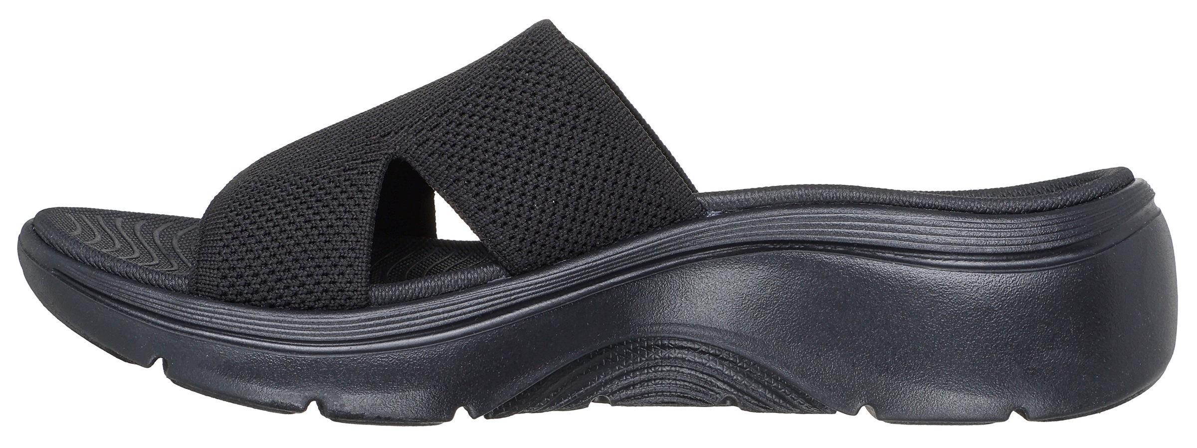 Pantolette SKECHERS "GO WALK ARCH FIT 2.0 SANDAL-", Damen, Gr. 40, schwarz, Textil, unifarben, Schuhe Pantolette, Strandschuh, Slipper mit ArchFit Laufsohle 3