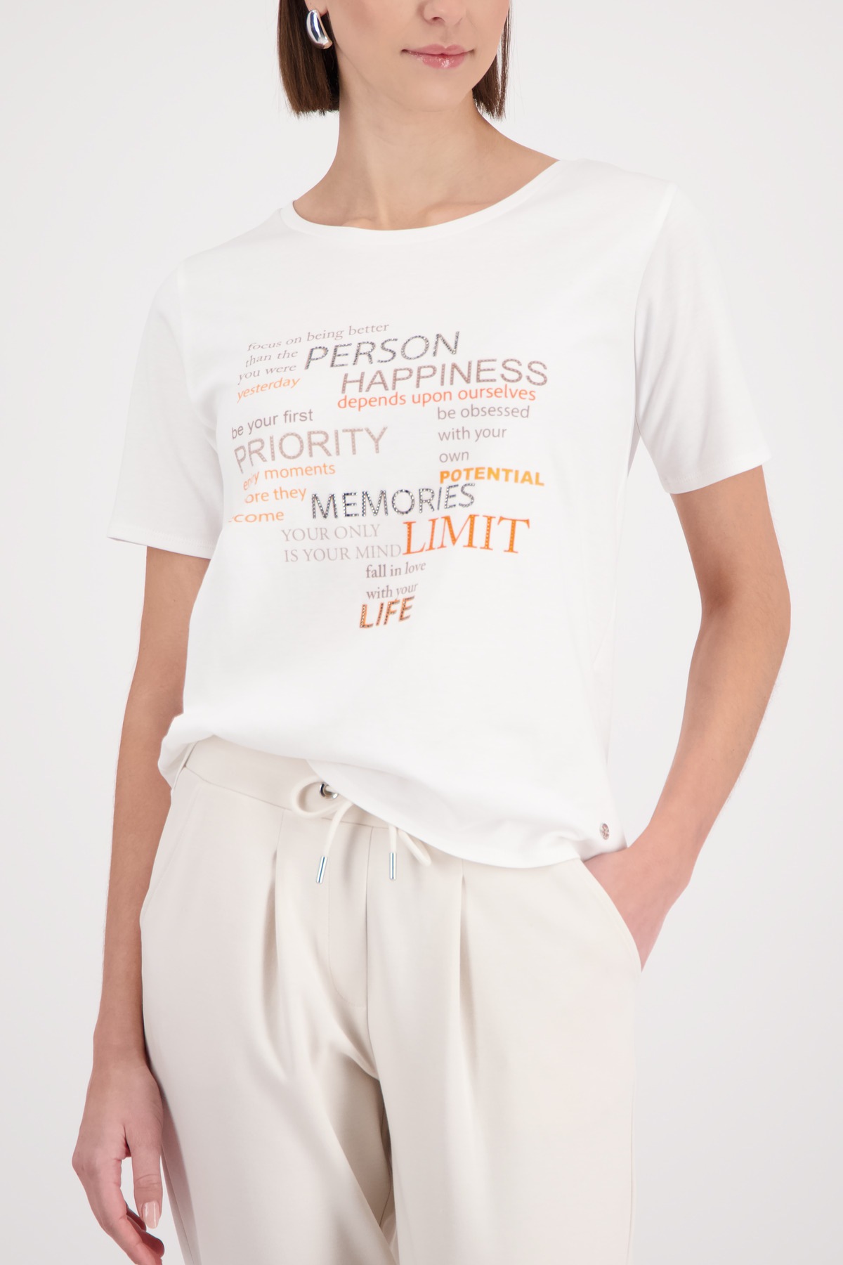 Monari T-Shirt Rundhalsausschnitt, Regular Fit, Strasssteine günstig online kaufen