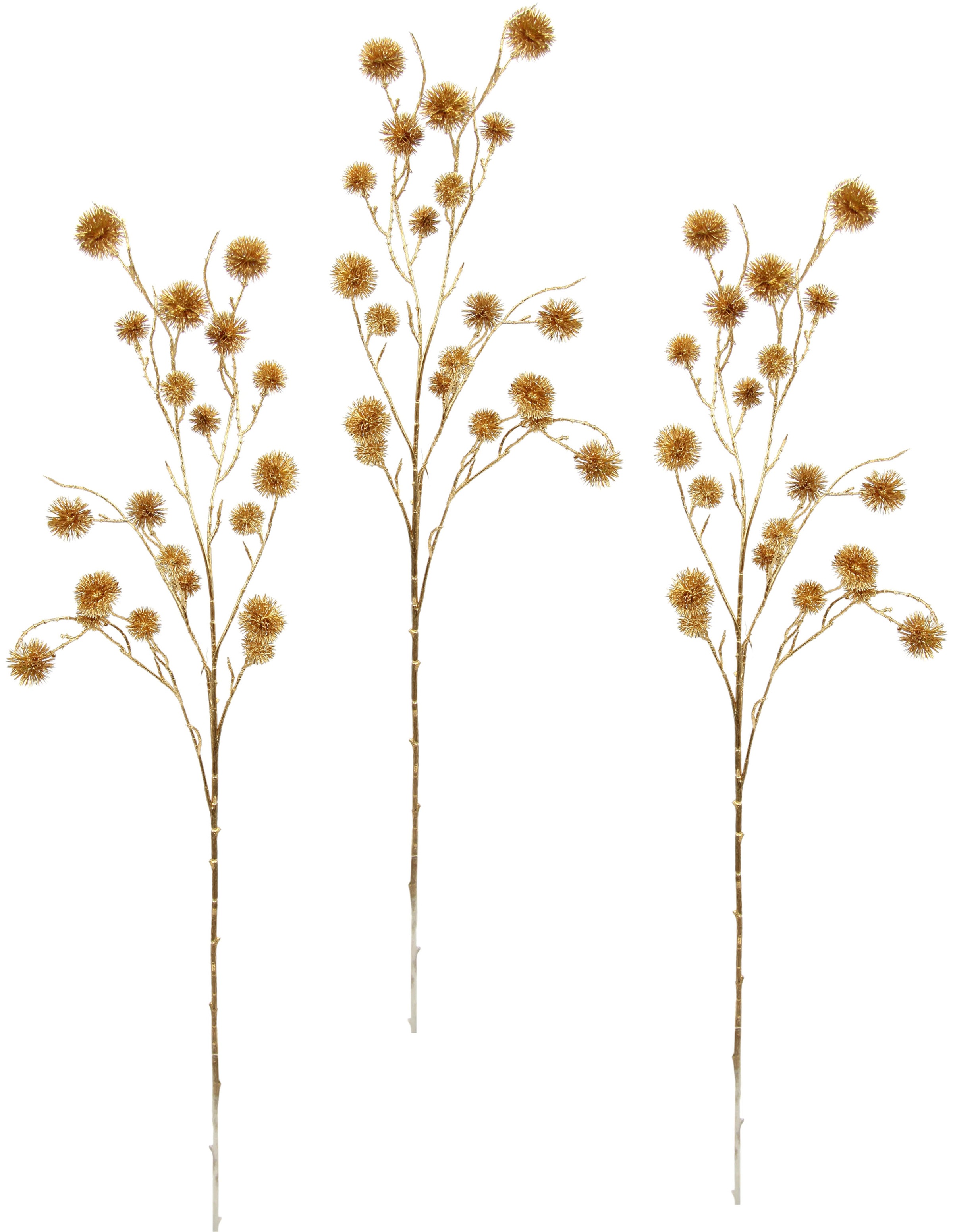 I.GE.A. Kunstblume "Distel", Künstlicher Mini Distelzweig, gold Metallic, 3 günstig online kaufen