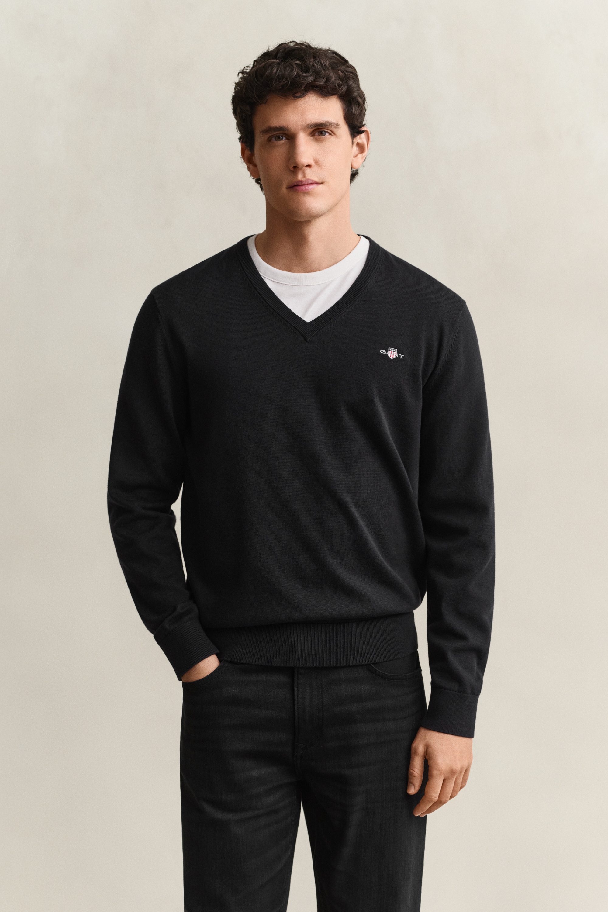 Gant V-Ausschnitt-Pullover "CLASSIC COTTON V-NECK" Regular fit mit V-Ausschnitt