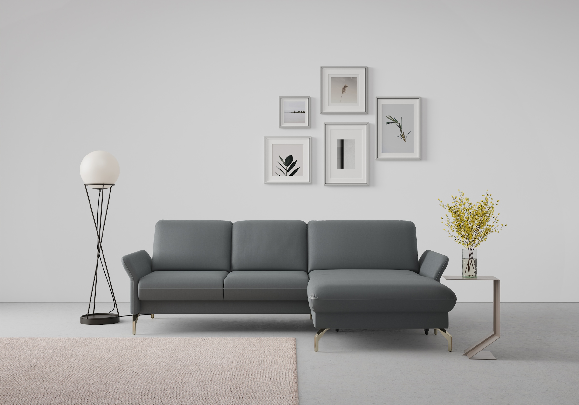 sit&more Ecksofa "Fashion L-Form" wahlweise mit Kopfteilverstellung, Vorziehsitz, motorisch, Nickelfüße