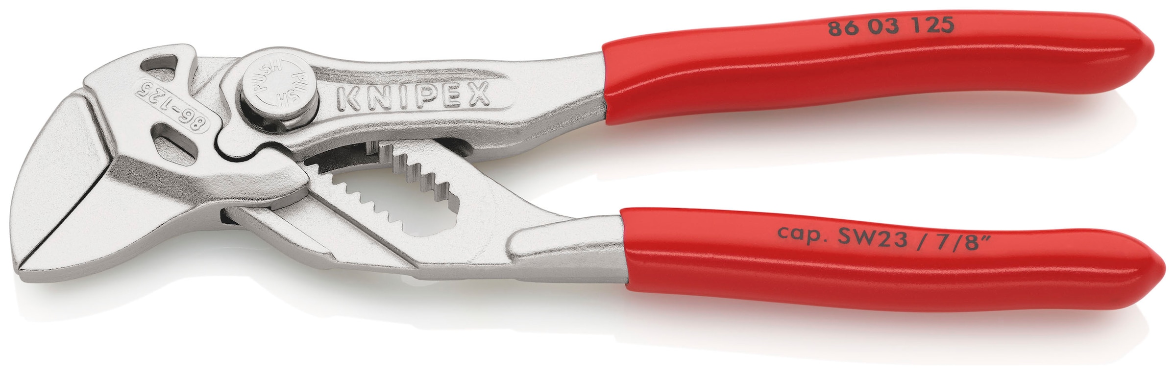 Knipex Zangenschlüssel "86 03 125 Mini, Zange und Schraubenschlüssel in einem Werkzeug", (1 tlg.), verchromt, mit Kunsts