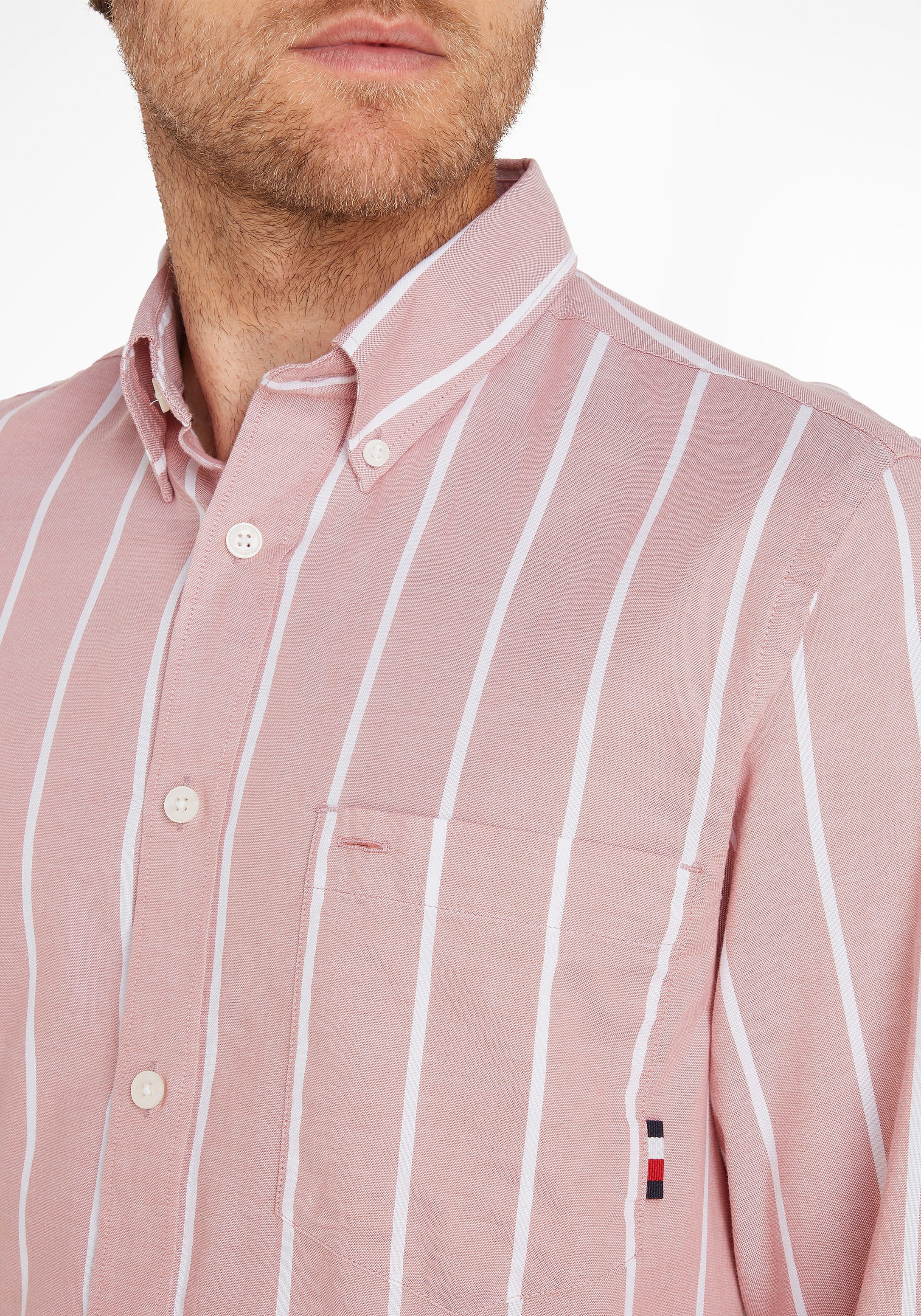 mit RF Button-down-Kragen Hilfiger Tommy »OXFORD | ▷ SHIRT«, STRIPE BAUR Langarmhemd kaufen