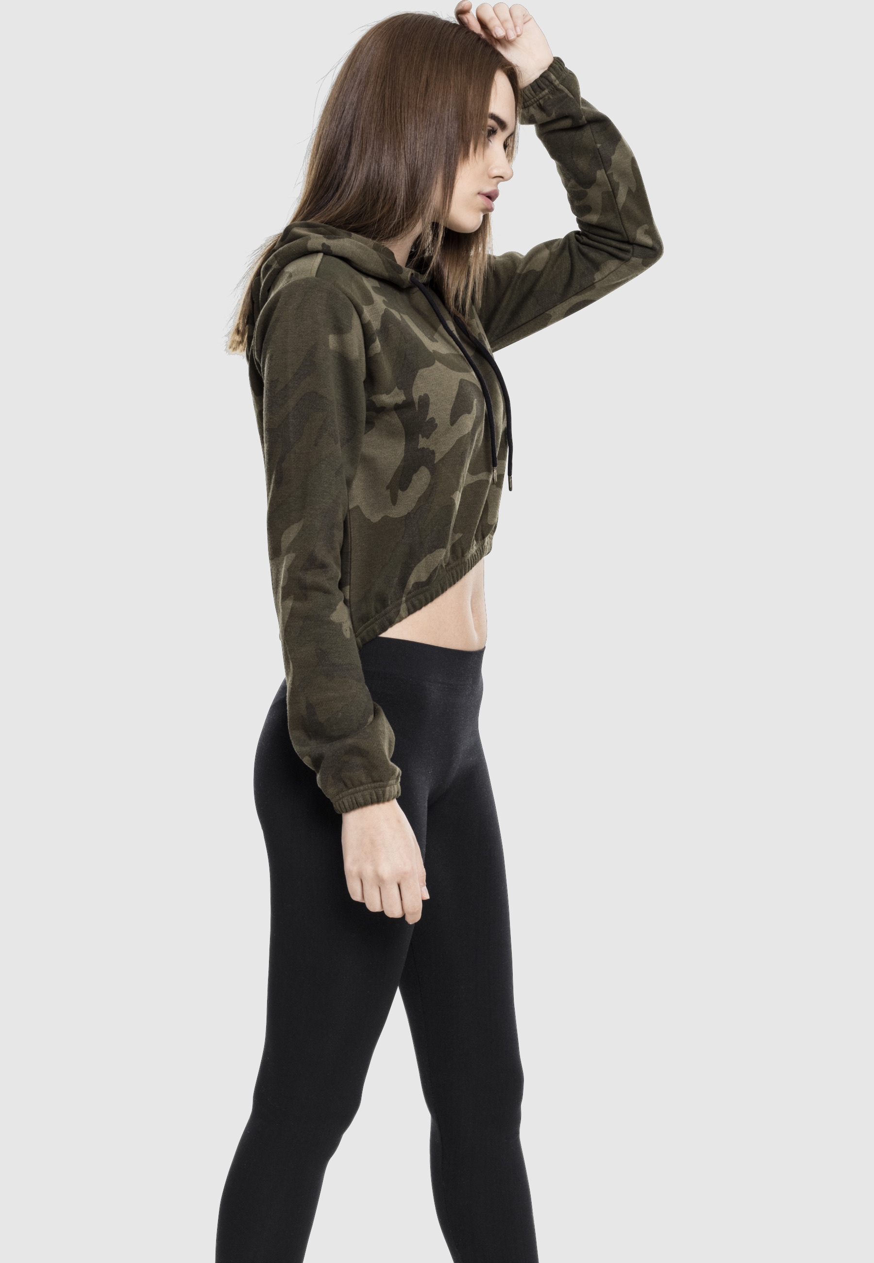 URBAN CLASSICS Rundhalspullover »Urban Classics Damen Ladies Camo Cropped Hoody« 1 Stk.
