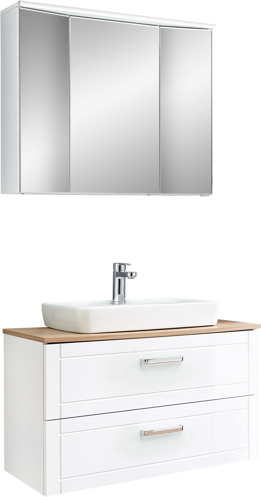 Saphir Badmöbel-Set "Serie 3007,Waschtisch mit Spiegelschrank" 4 Stk. tlg.